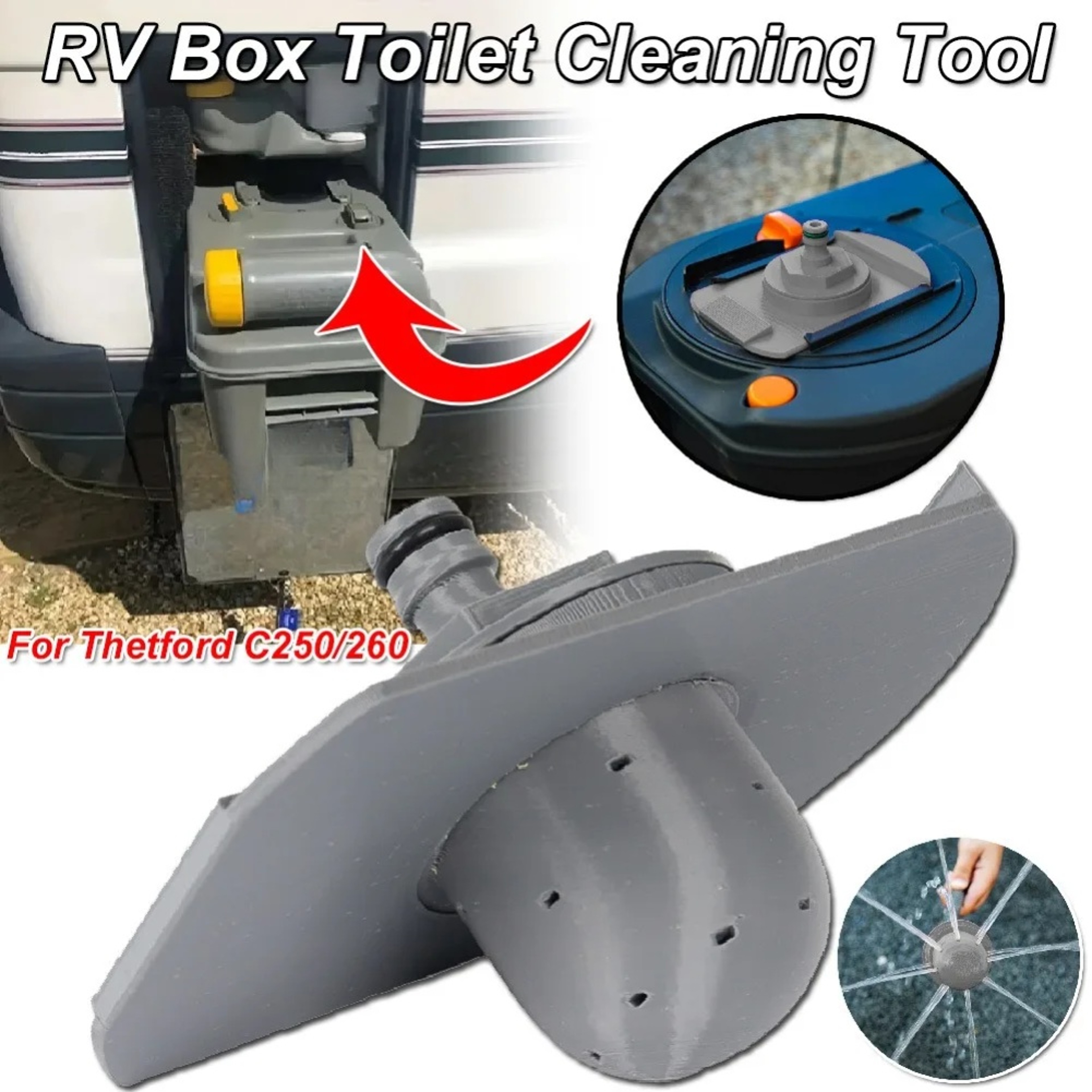 RV Toilet Cleaning Tool for Thetford Cassette Toilet Brush with Long Handle Waste Remover – view 5