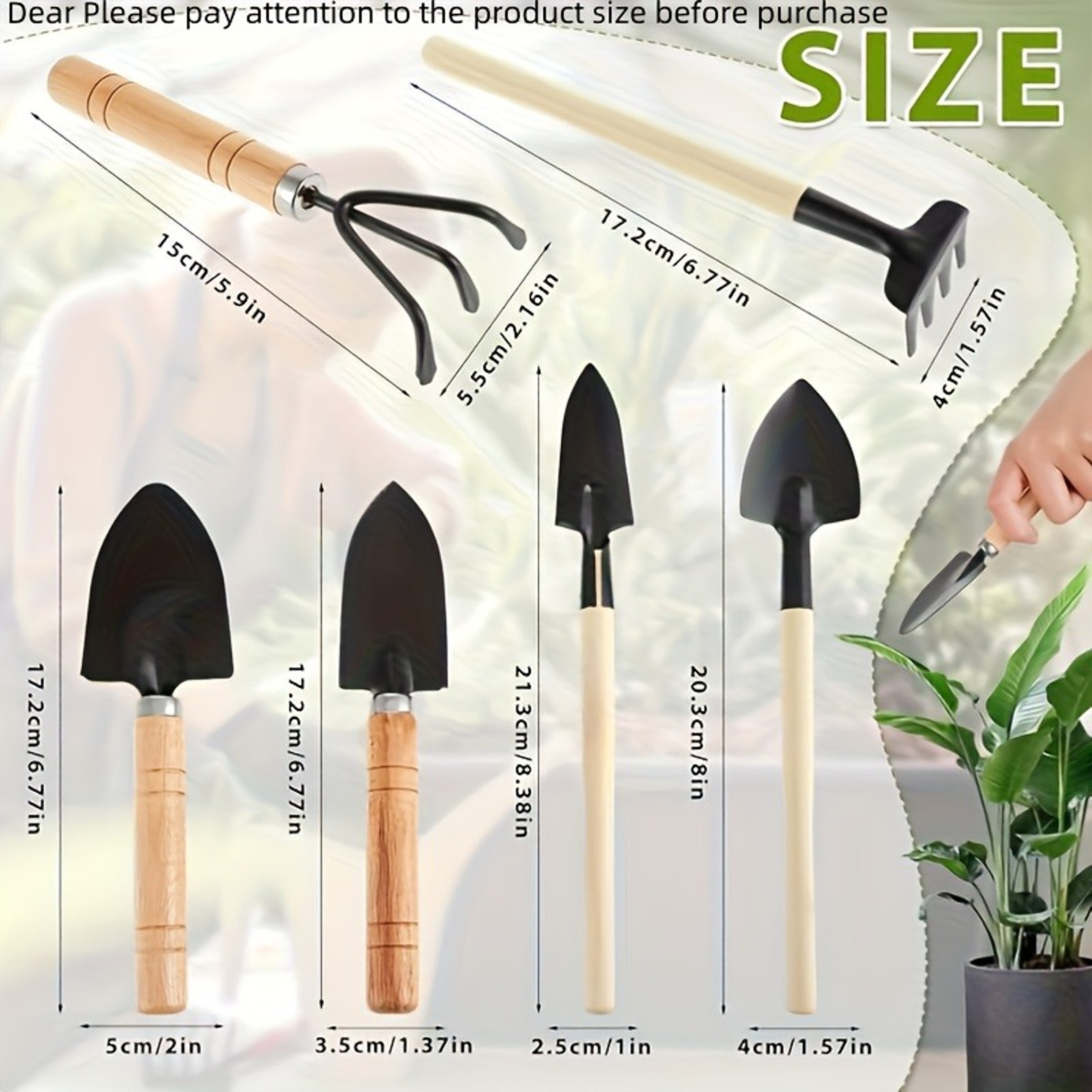 Piece Mini Garden Tool Set With Wooden Handles For Gardening Kit Planting Weeding  Succulent Care 3