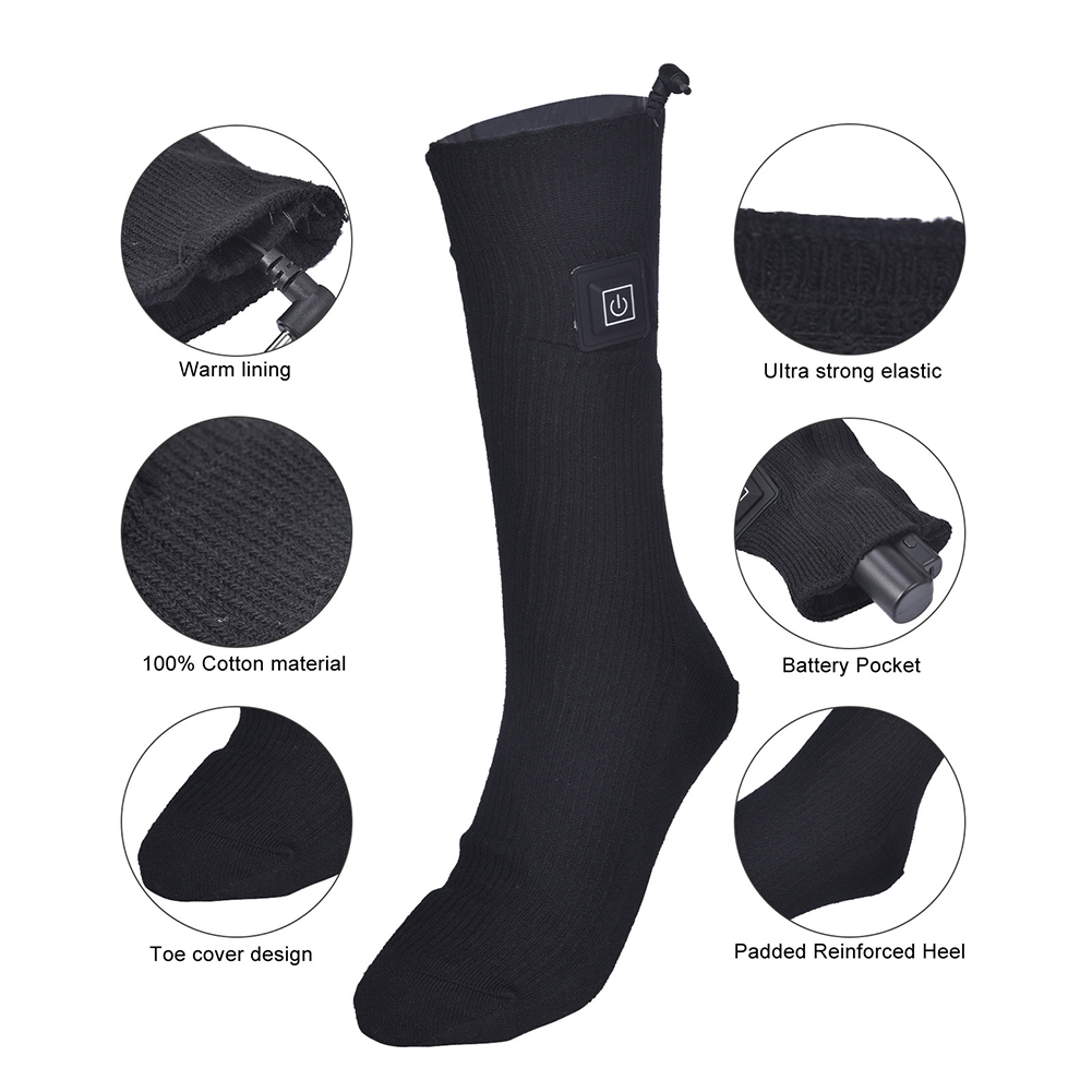 Electric Heated Socks For Winter Skiing Hiking Anti Slip Thermal Foot Warmer Socks 3