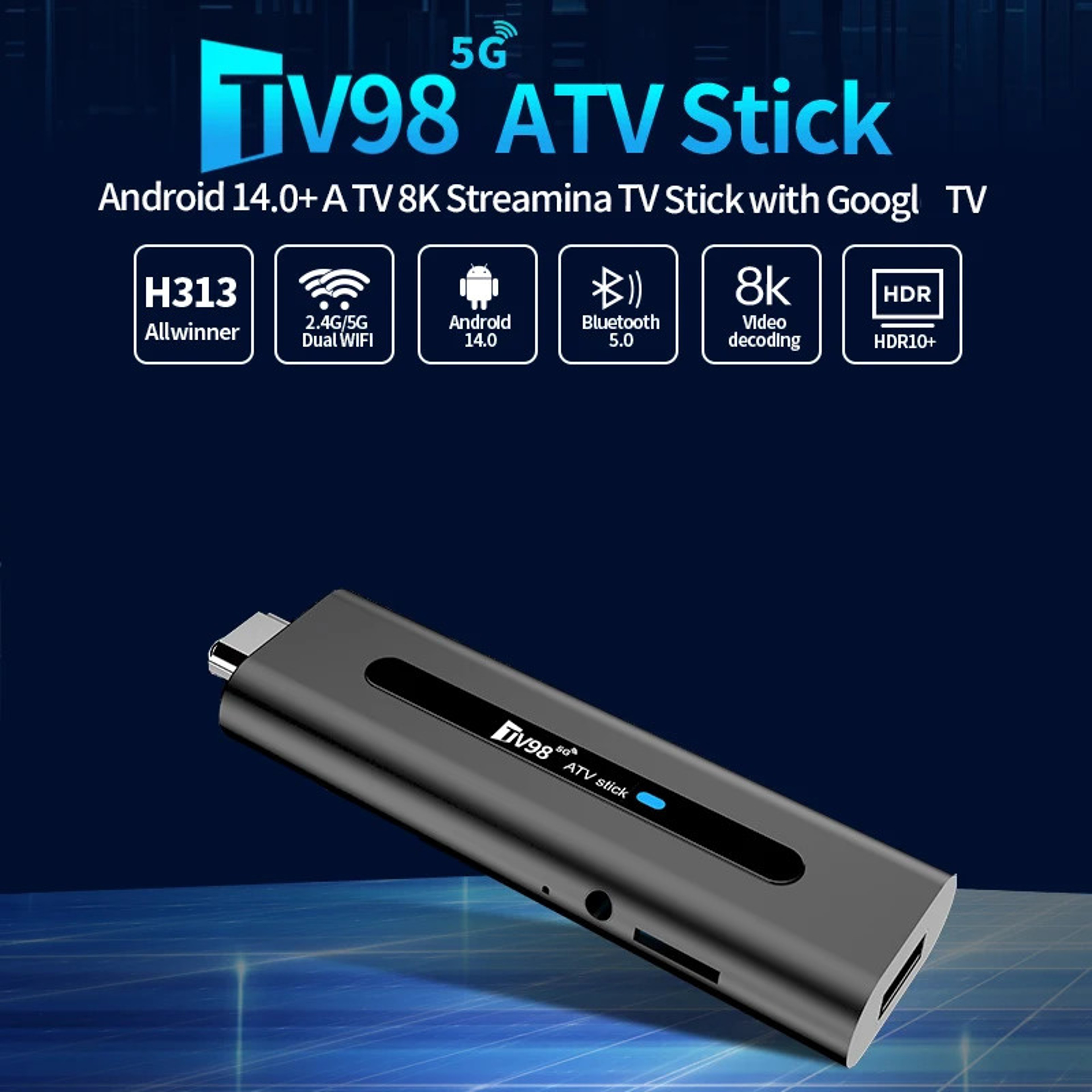 TV98 8K Android TV Stick With Dual WiFi6 And Voice Remote Streaming Player 1