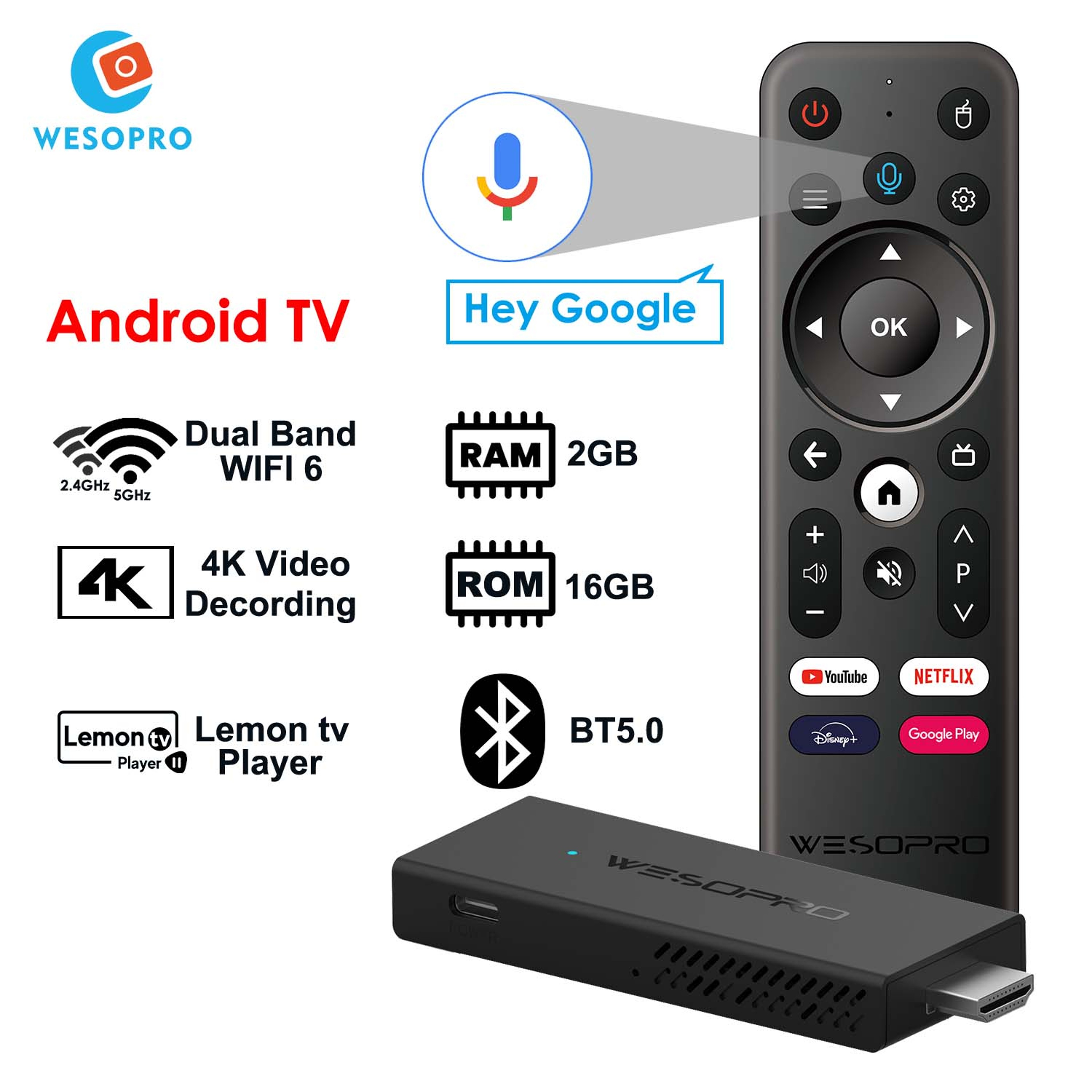 4K Android TV Stick With WiFi 6 And Bluetooth 50 Smart TV Dongle 1
