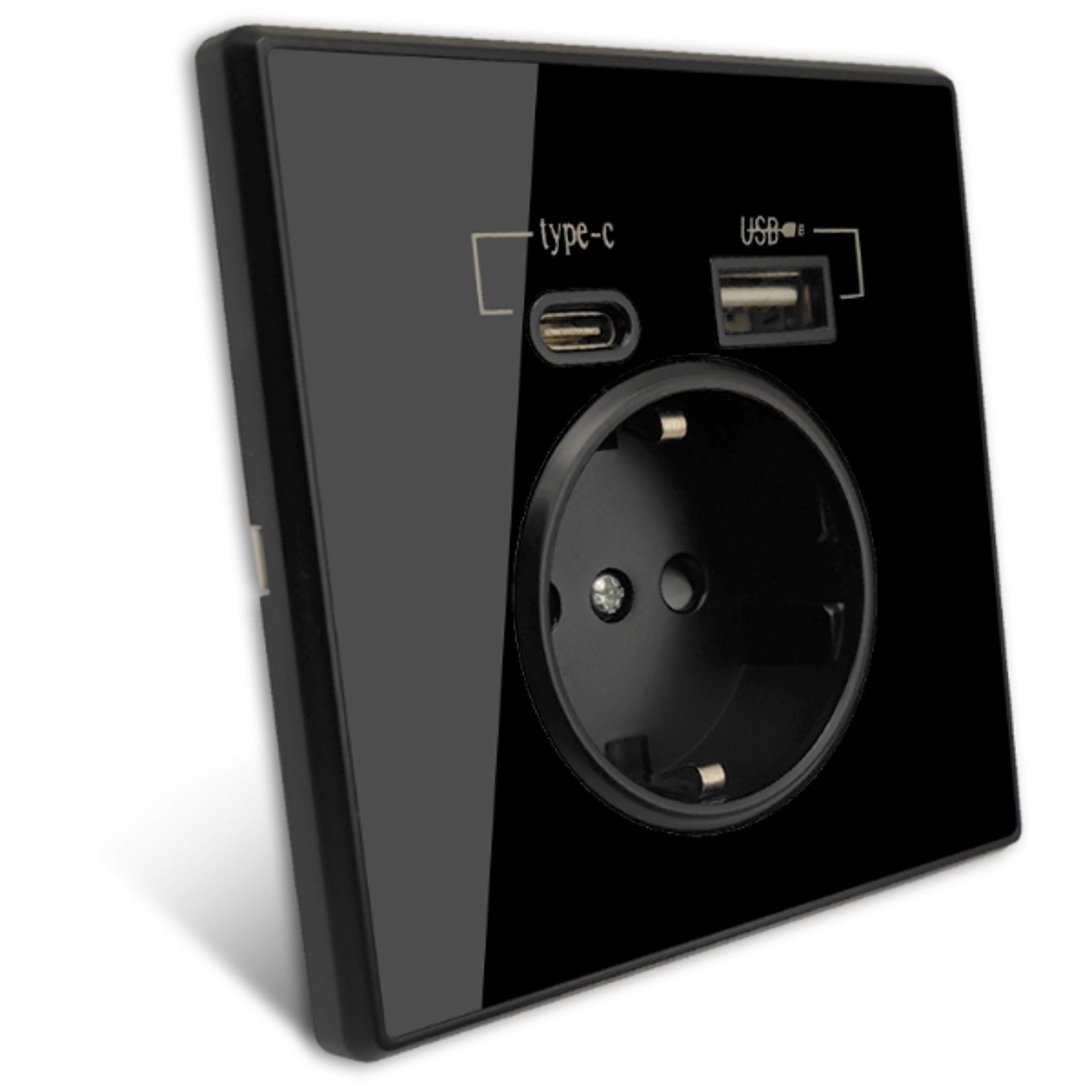 Acrylic Glass USB Wall Socket with Type C and Dual Charging Ports Standard Power Outlet