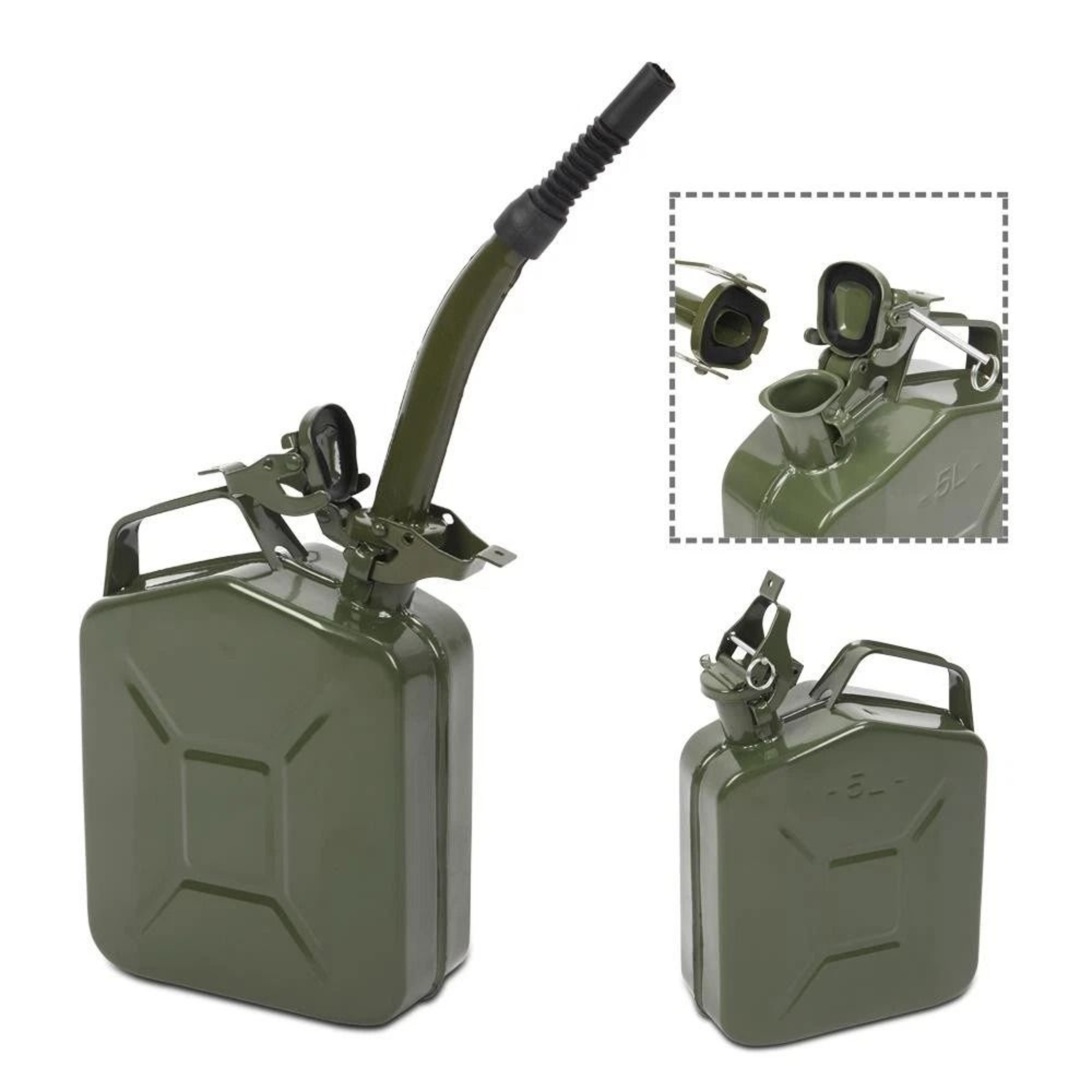 5L Steel Fuel Storage Can Portable Gasoline Jerry Can With Pour Spout Emergency Backup Container 0