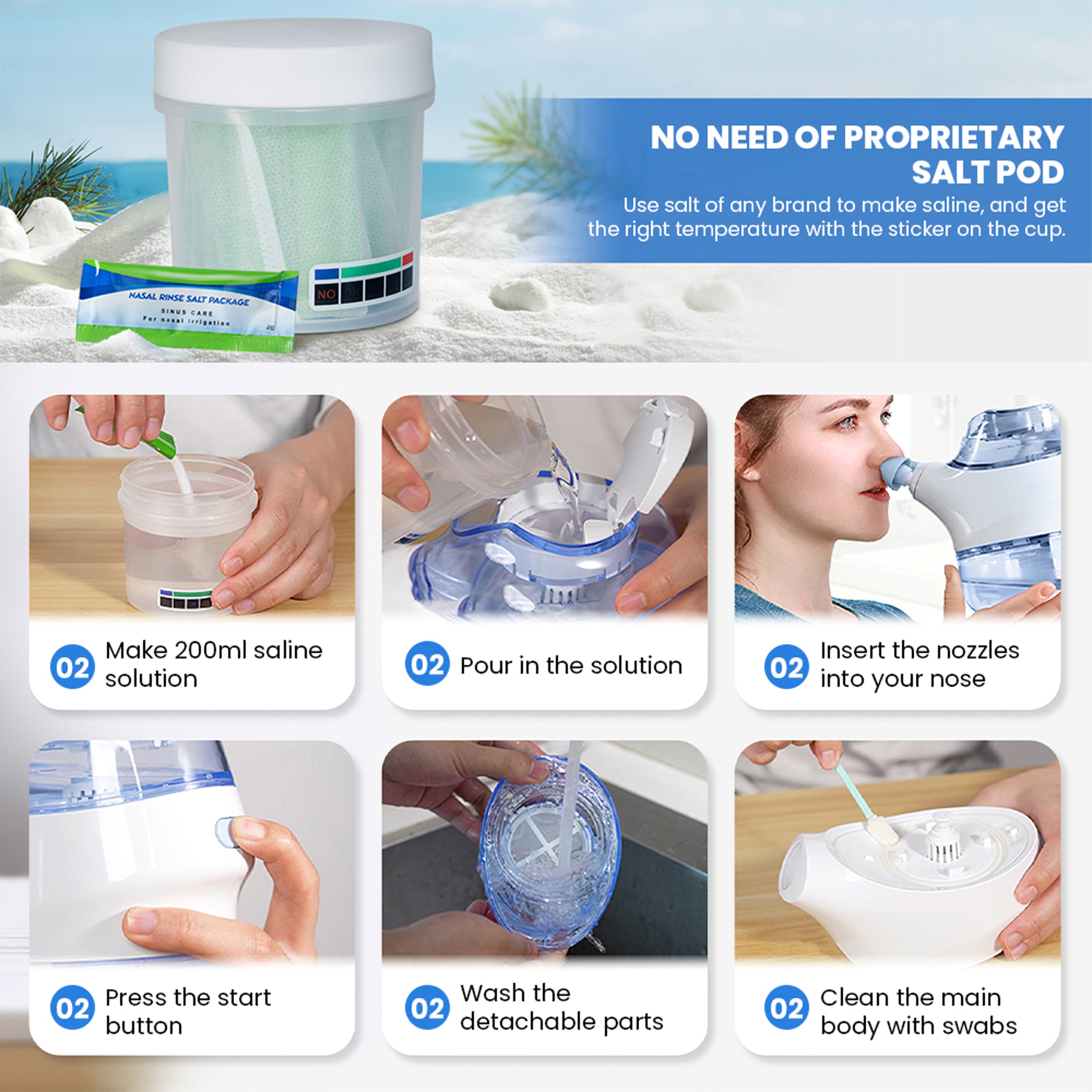 Electric Nasal Irrigator Sinus Rinse Machine Nose Cleaner 6