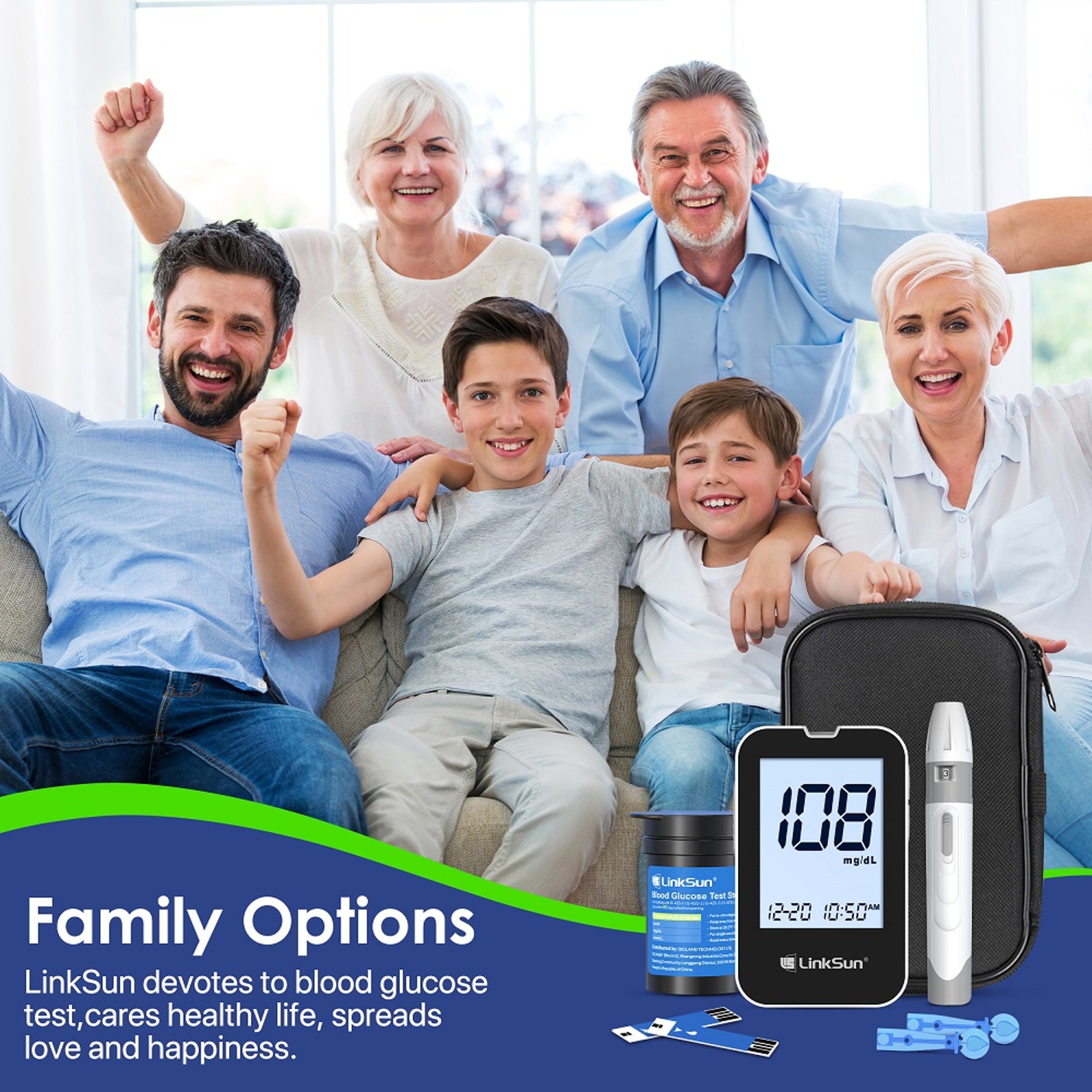 Accurate Blood Glucose Meter Kit With Large Display No Coding Diabetes Testing System 5
