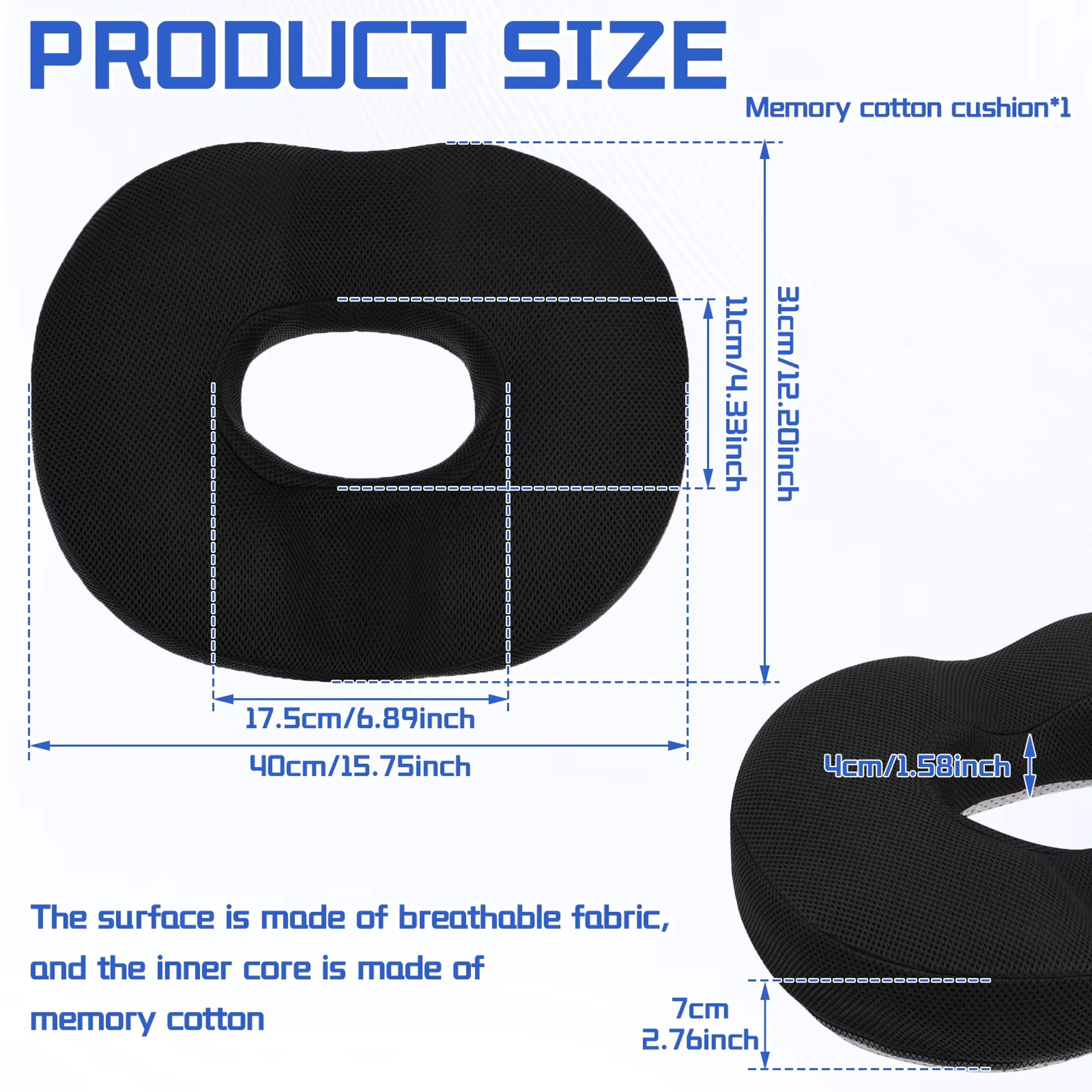 ComfortRelief Donut Seat Cushion for Hemorrhoids Sciatica Pain Relief and Coccyx Support – view 3