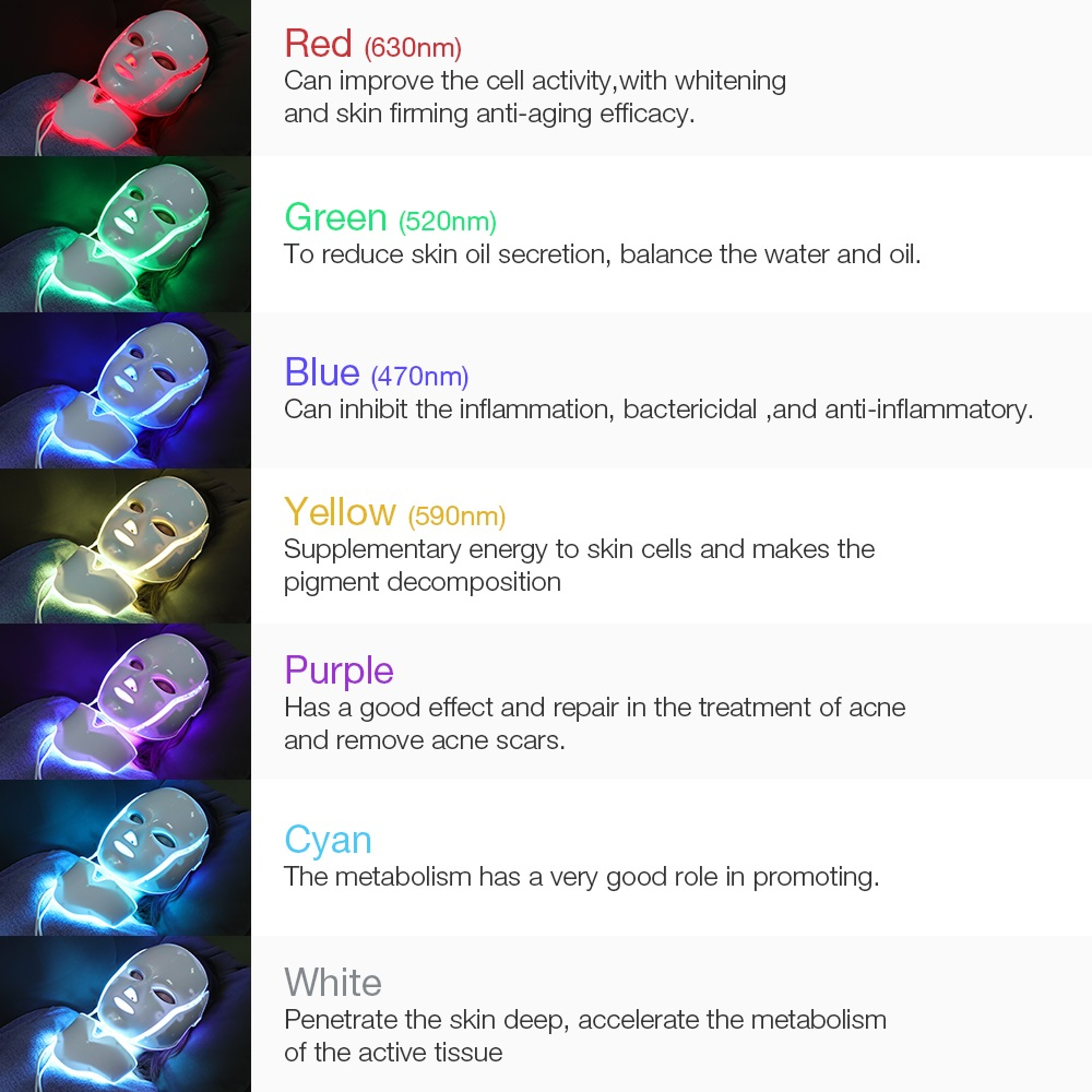 7 Color LED Light Therapy Face Neck Mask Anti Aging Skin Rejuvenation Beauty Device – view 3