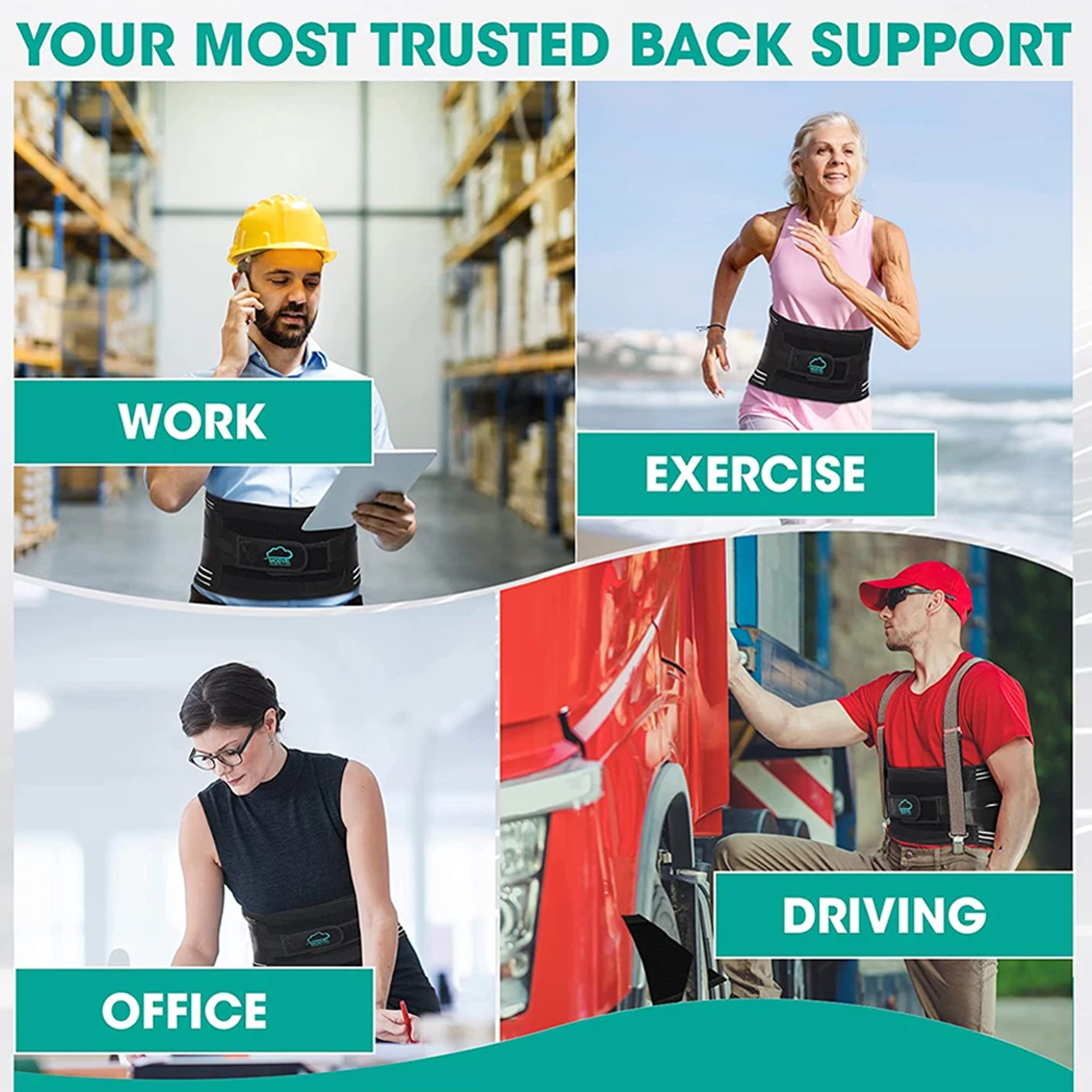 Elstiac Adjustable Lumbar Support Belt Back Brace Waist Trainer For Men And Women 4