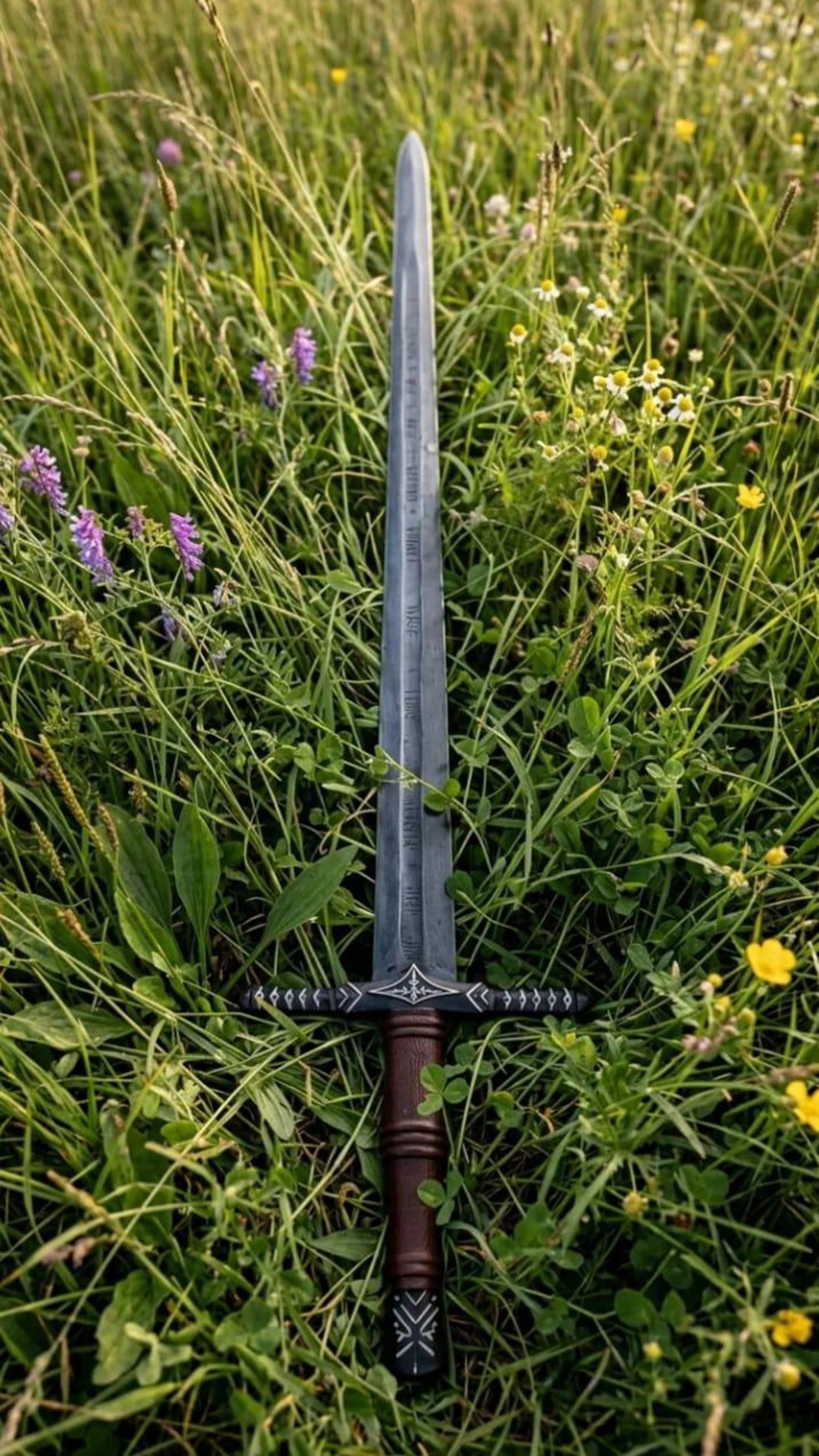 HandForged Medieval Long Sword Decorative Display Piece Authentic Black Guard Handcrafted Det 2