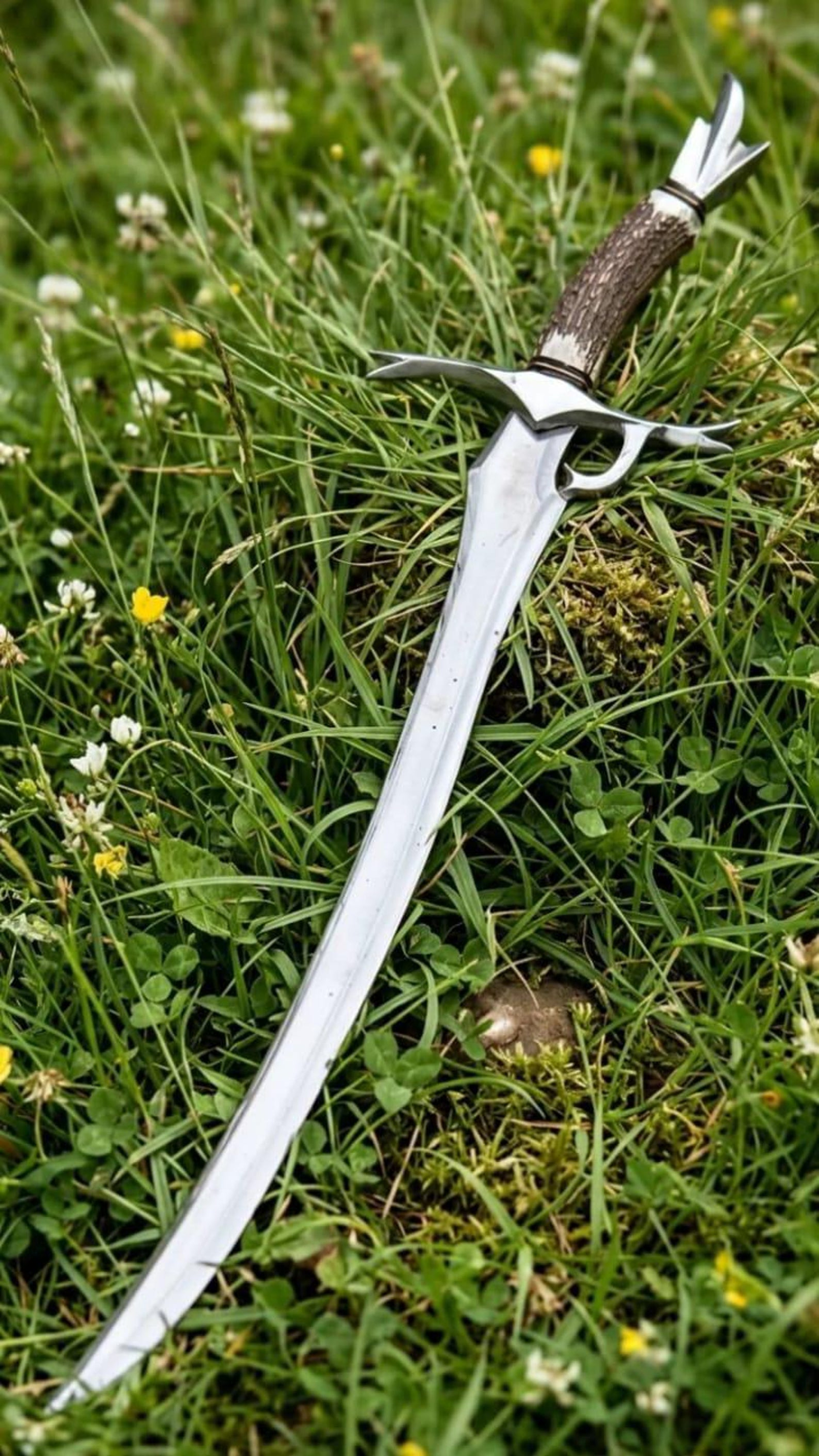 Hand Forged Elven Style Fantasy Sword 38 Handmade Medieval Collectible With Leather Sheath Un 6