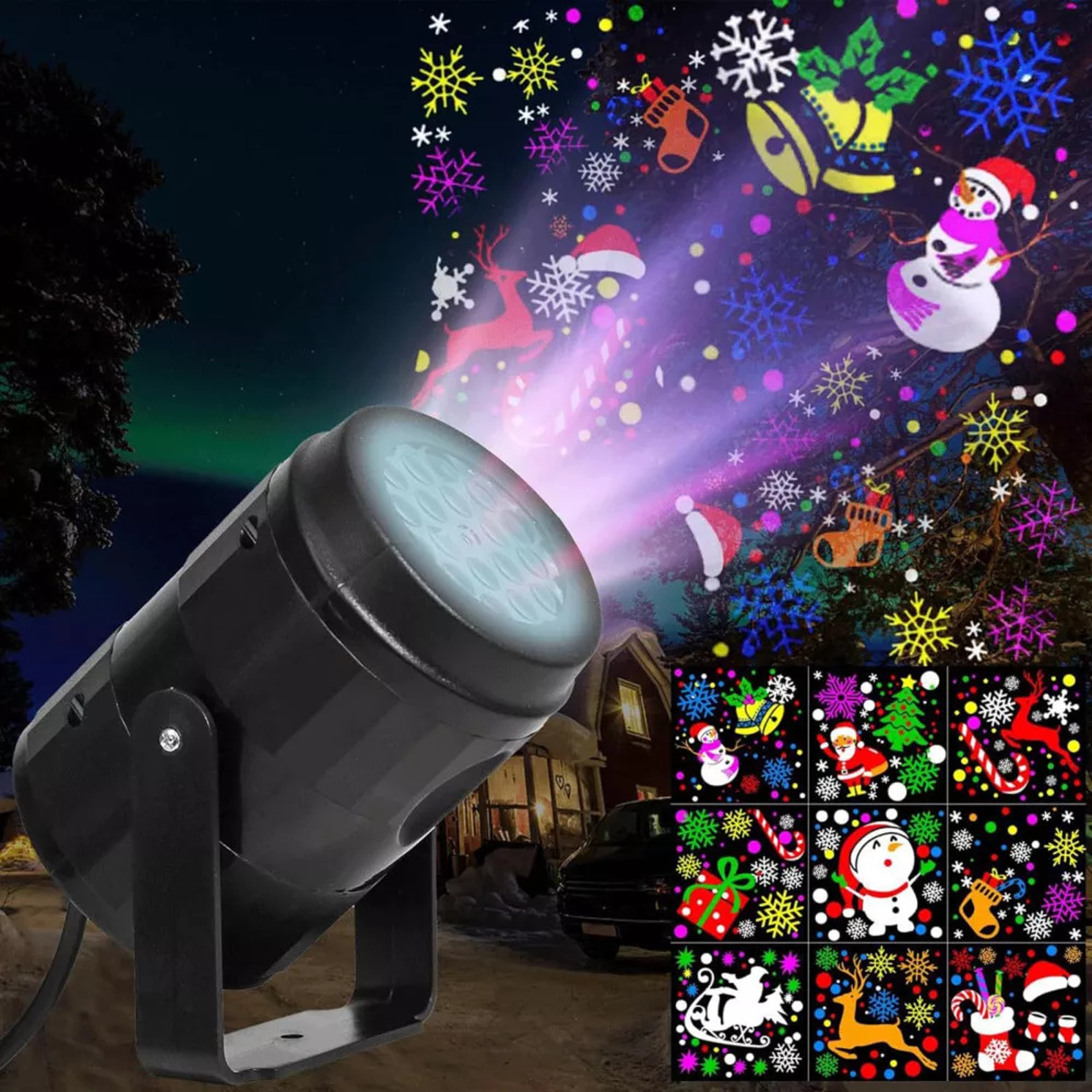 Christmas LED Laser Projector Lights Rotate Projection Lamp Kdis Bedroom Decor