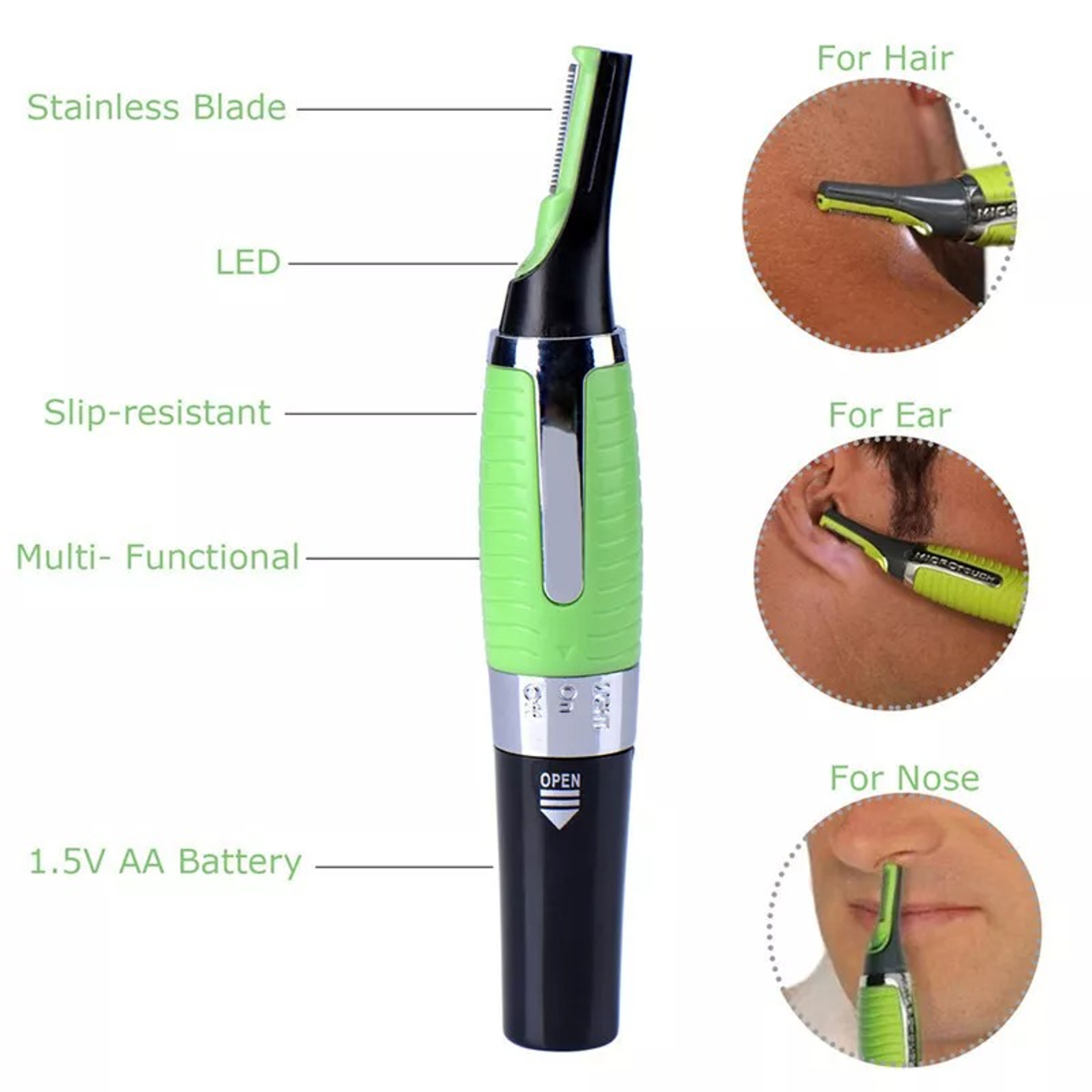 Hot Men Nose Ear Face Neck Eyebrow Hair Mustache Beard Trimmer Shaver Clipper PE 4