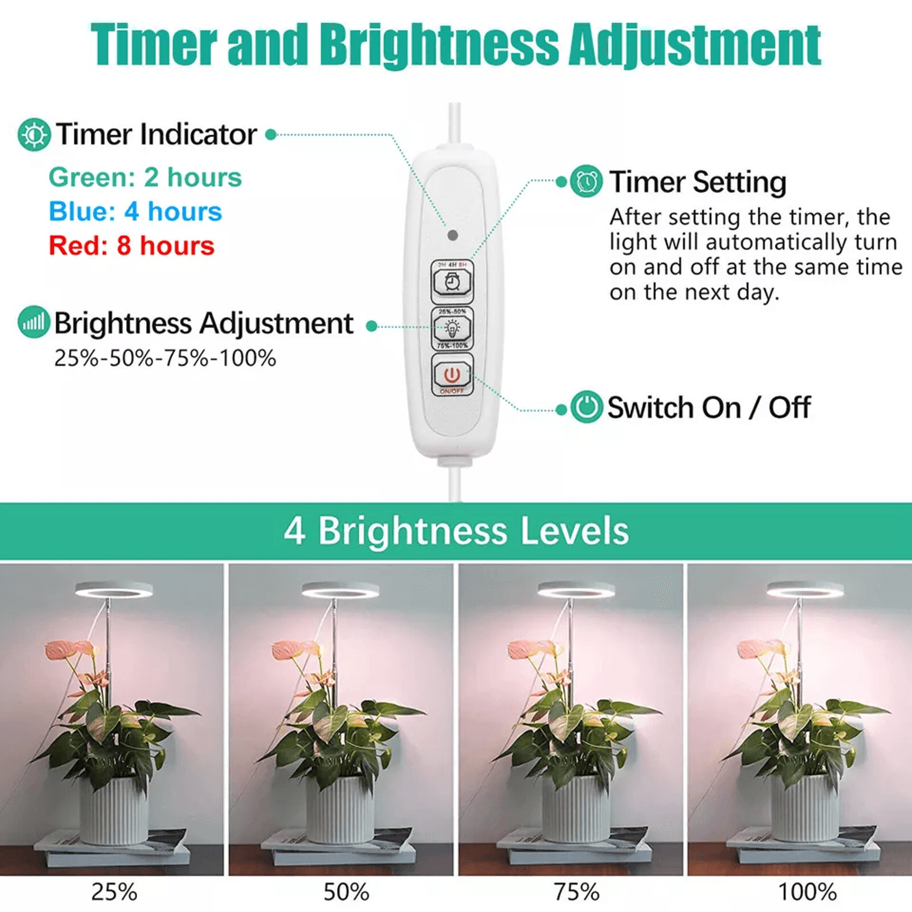 LED Grow Light Plant Growing Lamp Full Spectrum Indoor Timer Control 2