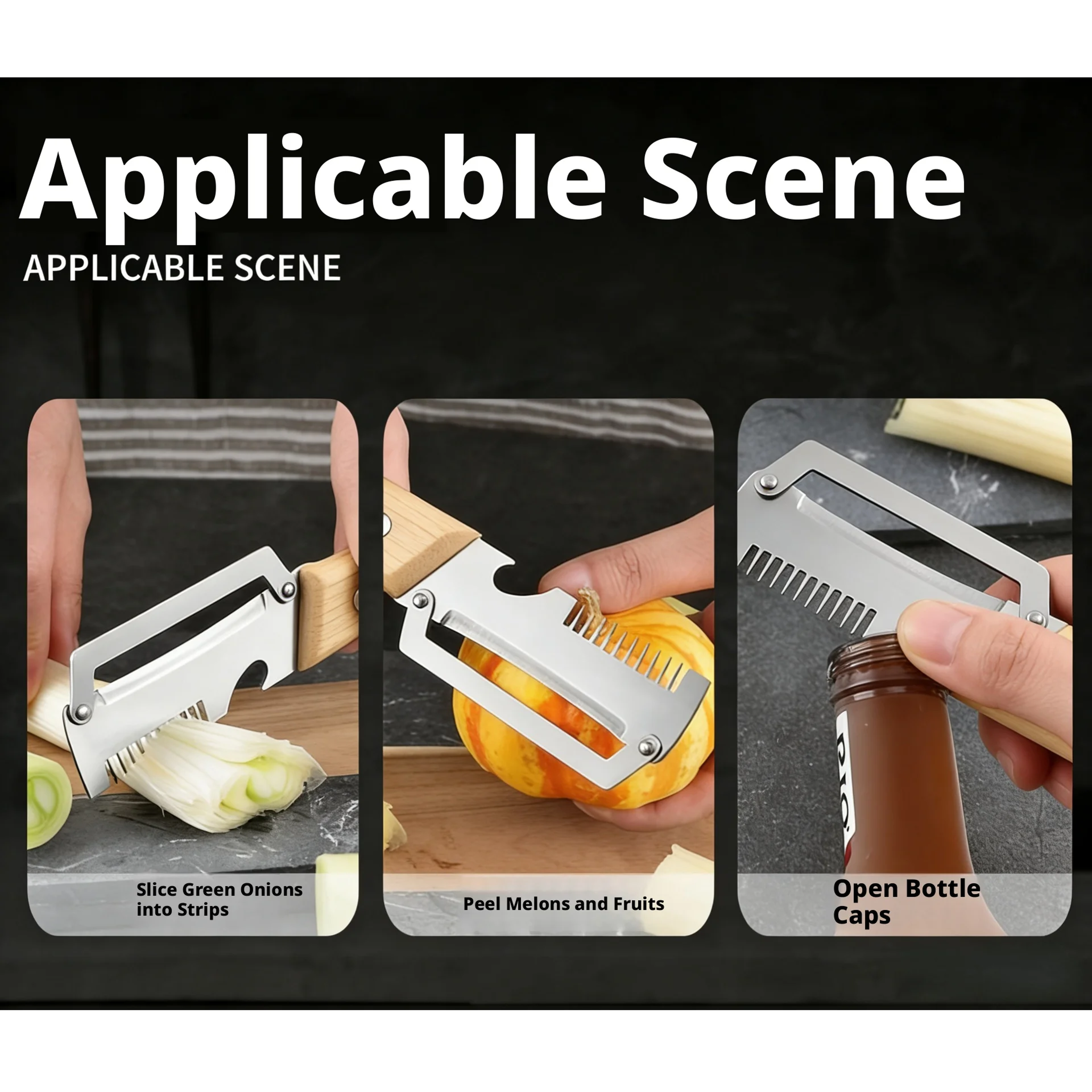 WoodGrip 2 In 1 Paring Knife  Vegetable Peeler For Fruits Potatoes And Everyday Prep 5