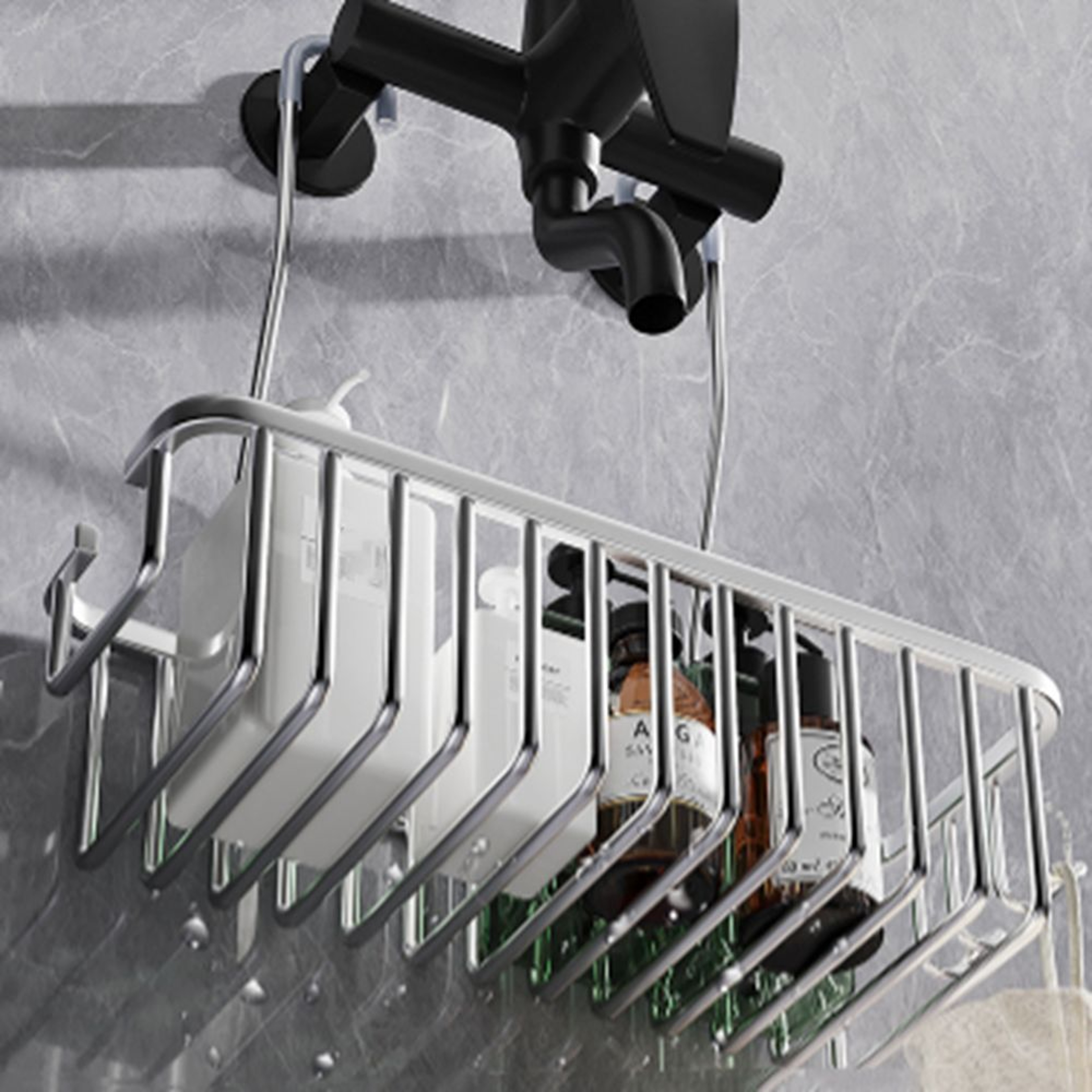 Rustproof Hanging Shower Caddy Organizer With Hooks  Large Capacity Storage Shelf 3
