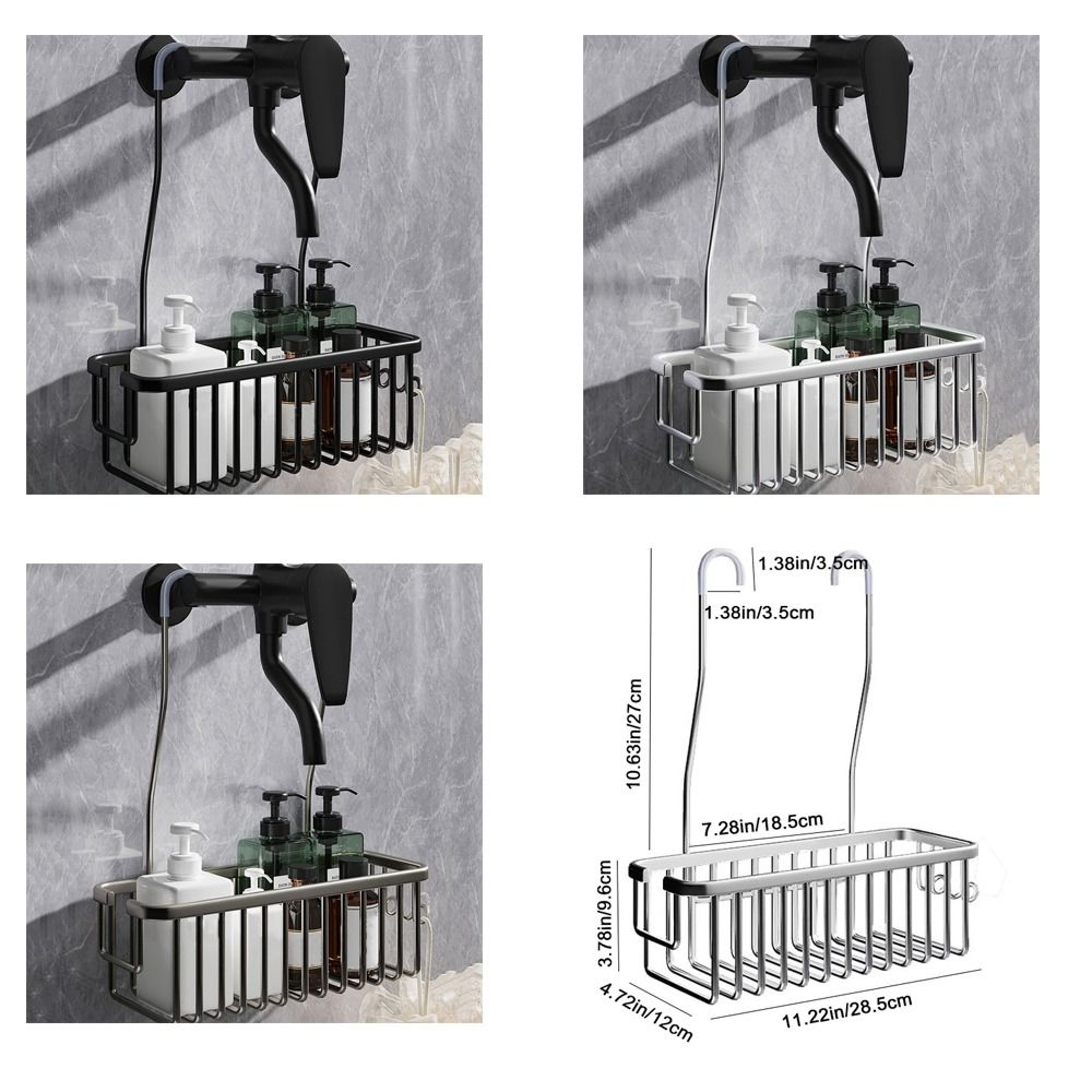 Rustproof Hanging Shower Caddy Organizer With Hooks  Large Capacity Storage Shelf 5