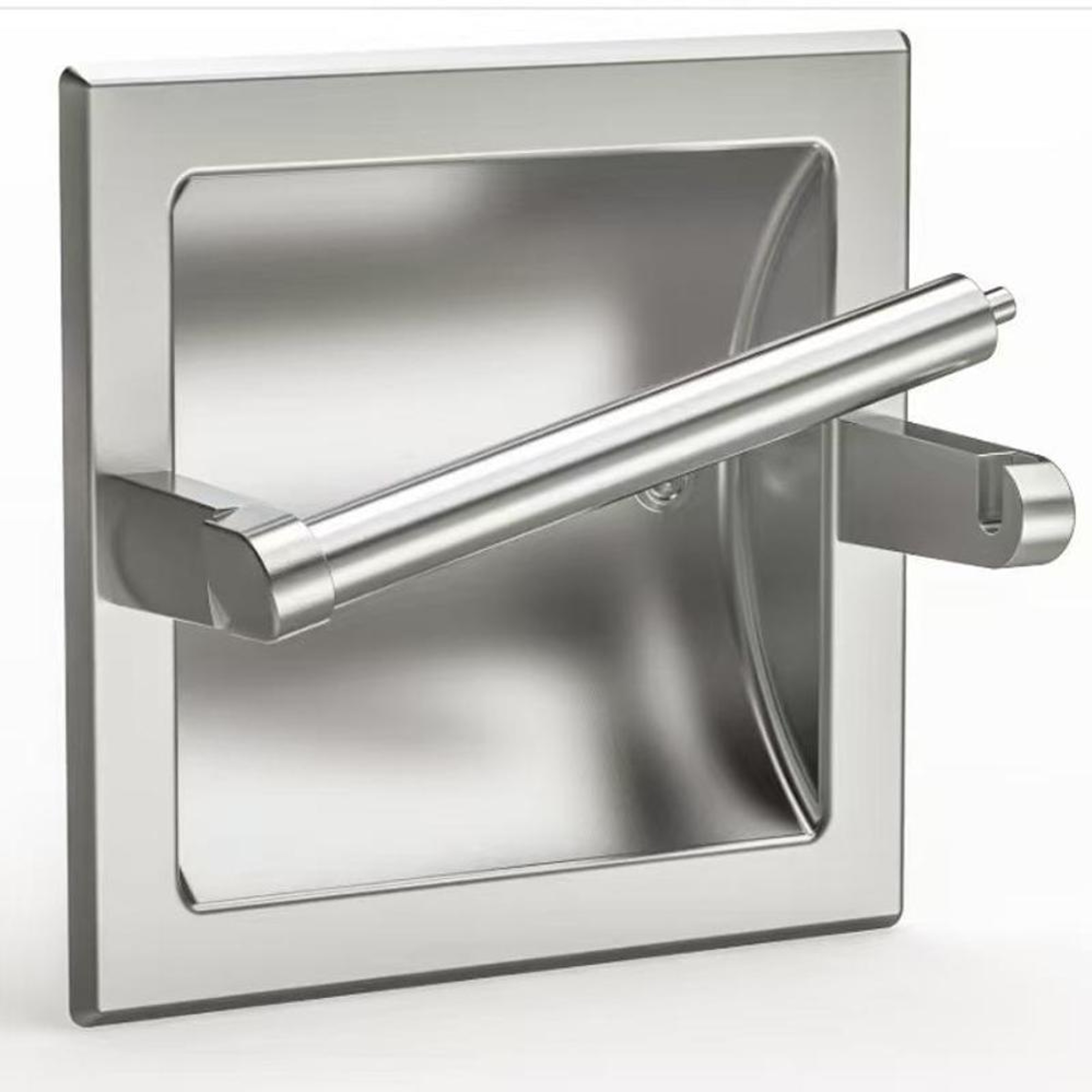 Premium Matte Black Recessed Toilet Paper Holder Wall Mounted Metal Bathroom Roll Dispenser 7