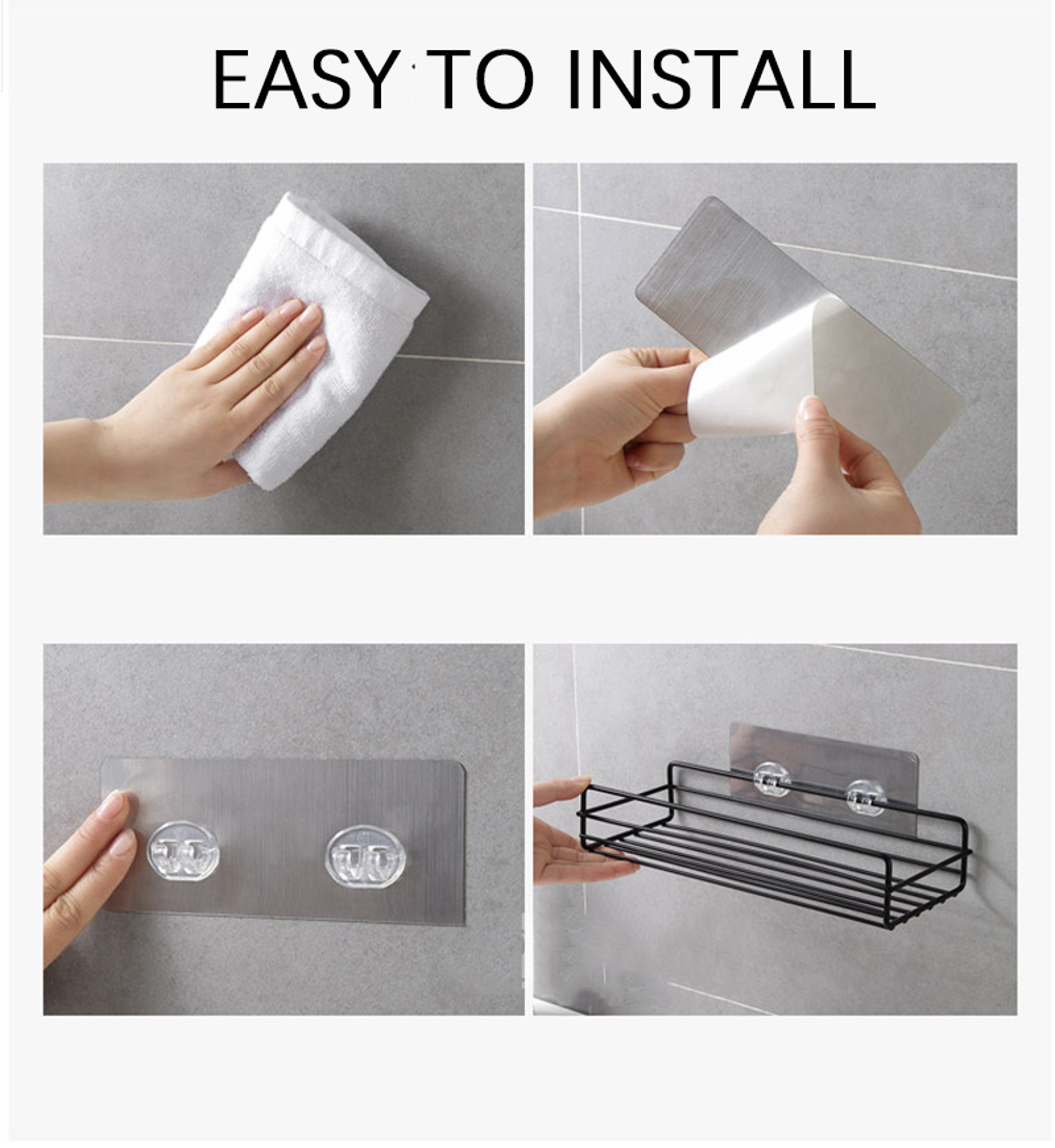 Premium Matte Black Bathroom Corner Shelf Punch Free Wall Mounted Organizer Rack Space Saving Stora 4