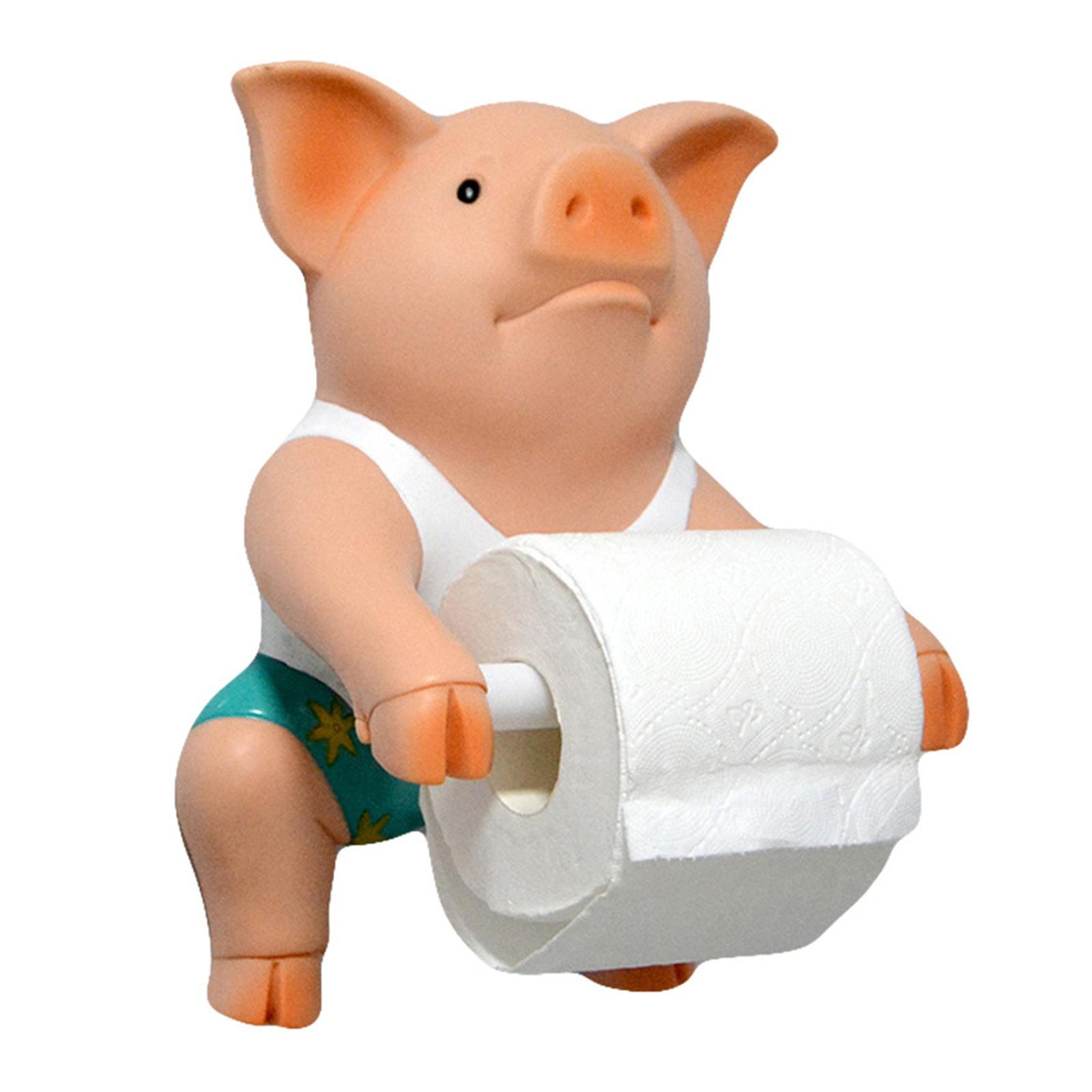 Pig Wall Mounted Toilet Paper Holder Funny Animal Tissue Roll Organizer For Bathroom Decor 2