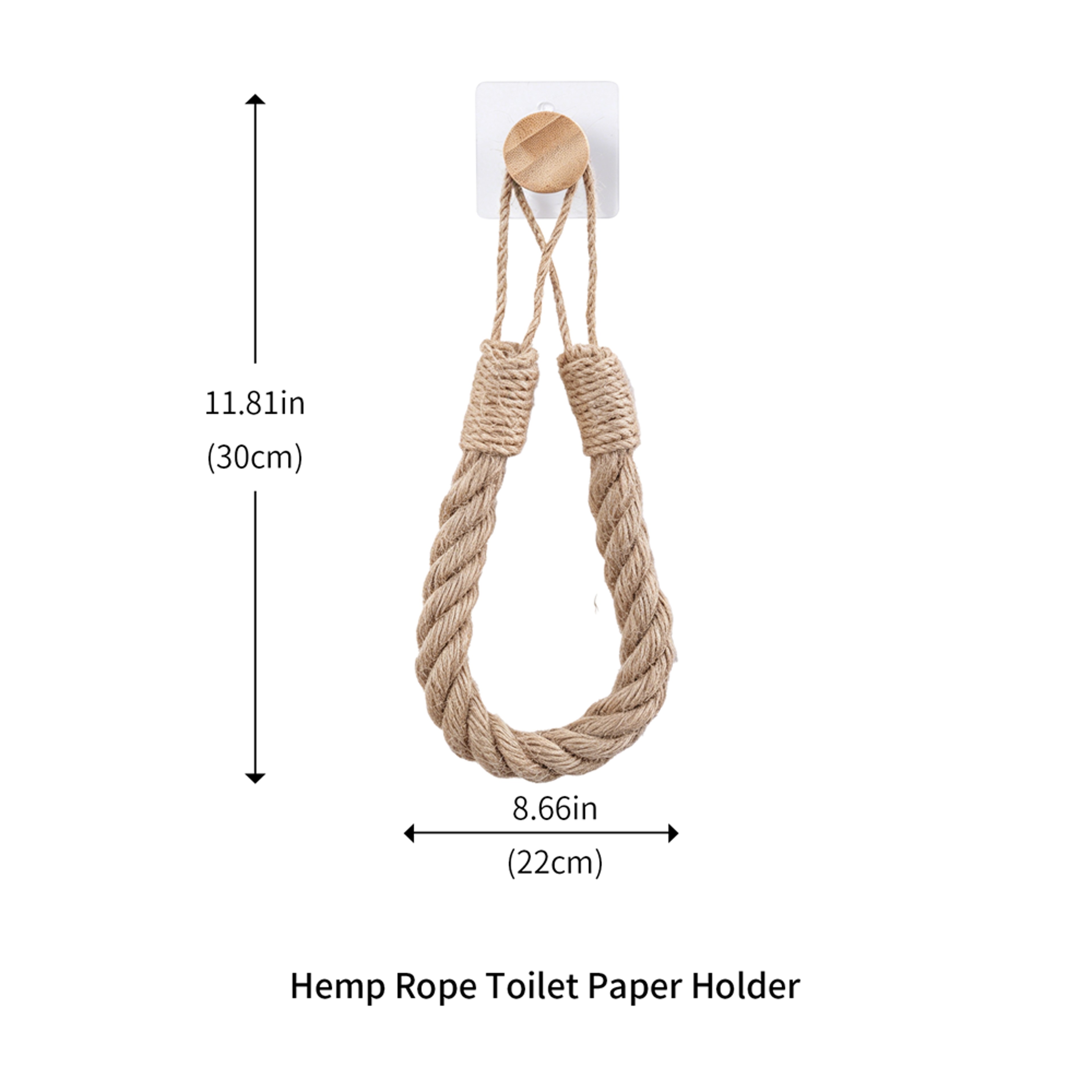 Natural Hemp Rope Toilet Paper Holder  No Drill Wall Mount Towel Rack With Bathroom Storage Shelf 5