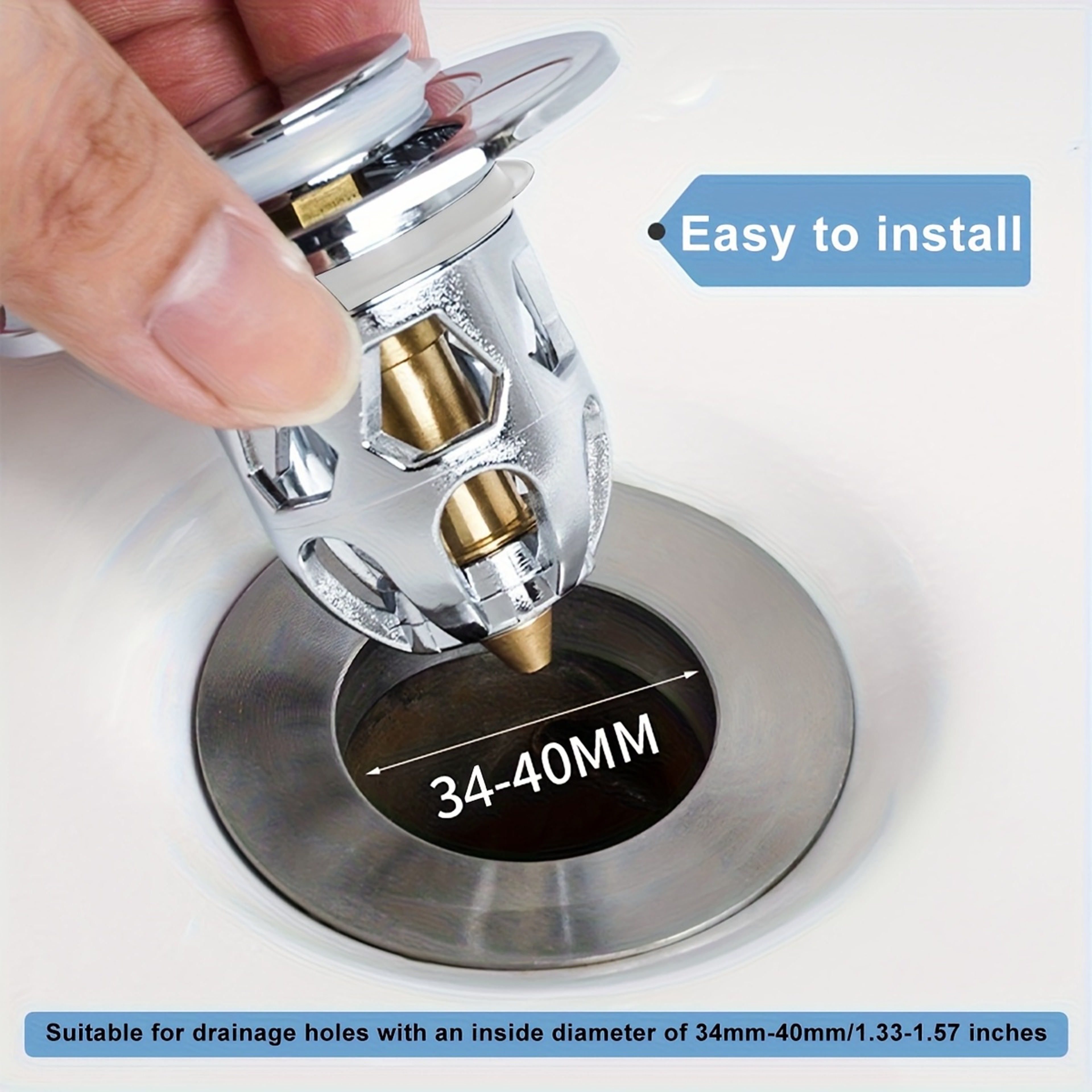 Premium Bathroom Sink Drain Stopper with Built In Hair Catcher Drain Strainer & Easy Push Pop Up Drain Filter – view 2