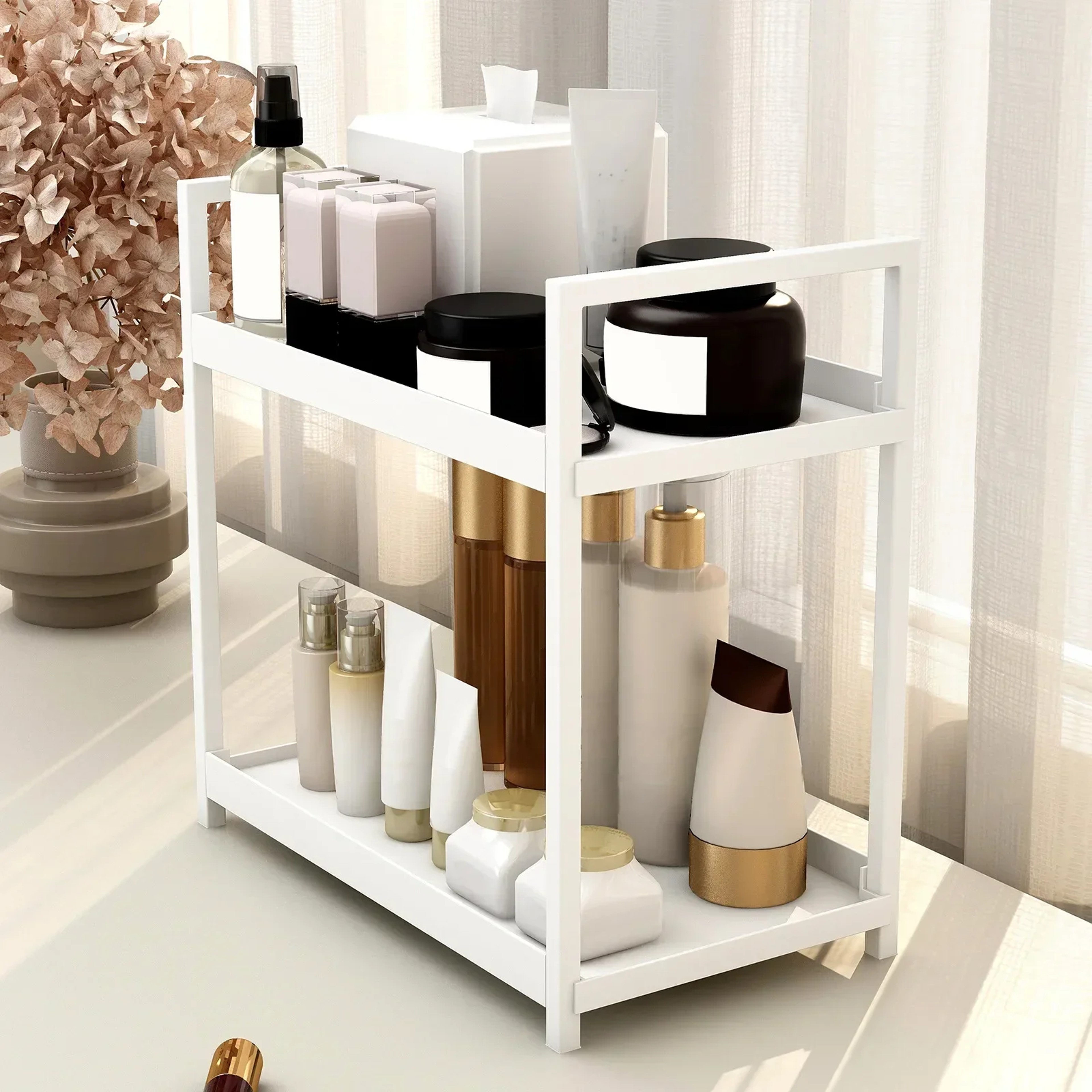 Modern 2 Tier Desktop Organizer  Cosmetics Rack For Bathroom Vanity  Office Desk Storage 4