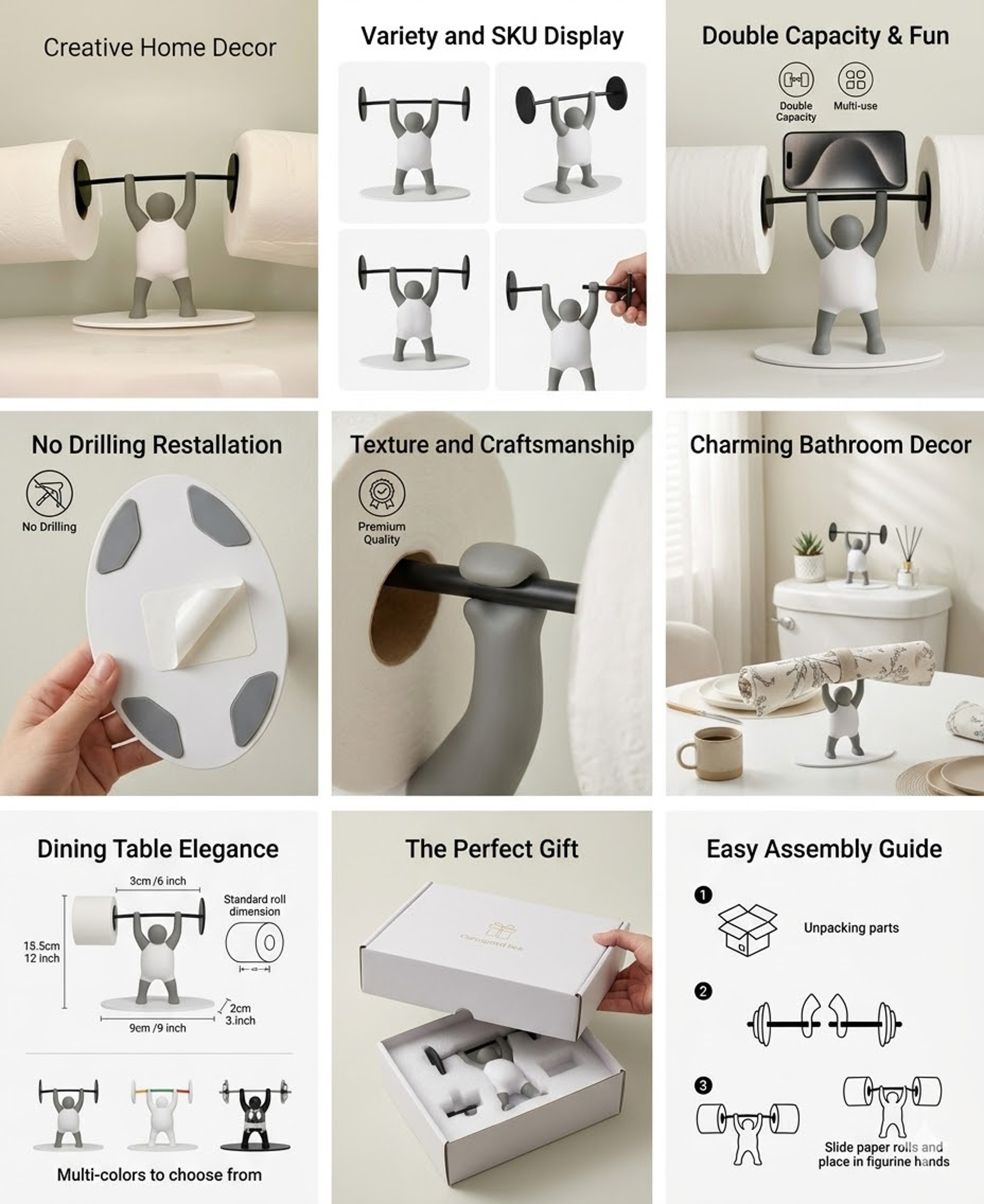 Gym Lifter Toilet Paper Holder Funny Fitness Bathroom Decor Gift for Gym Lovers – view 6