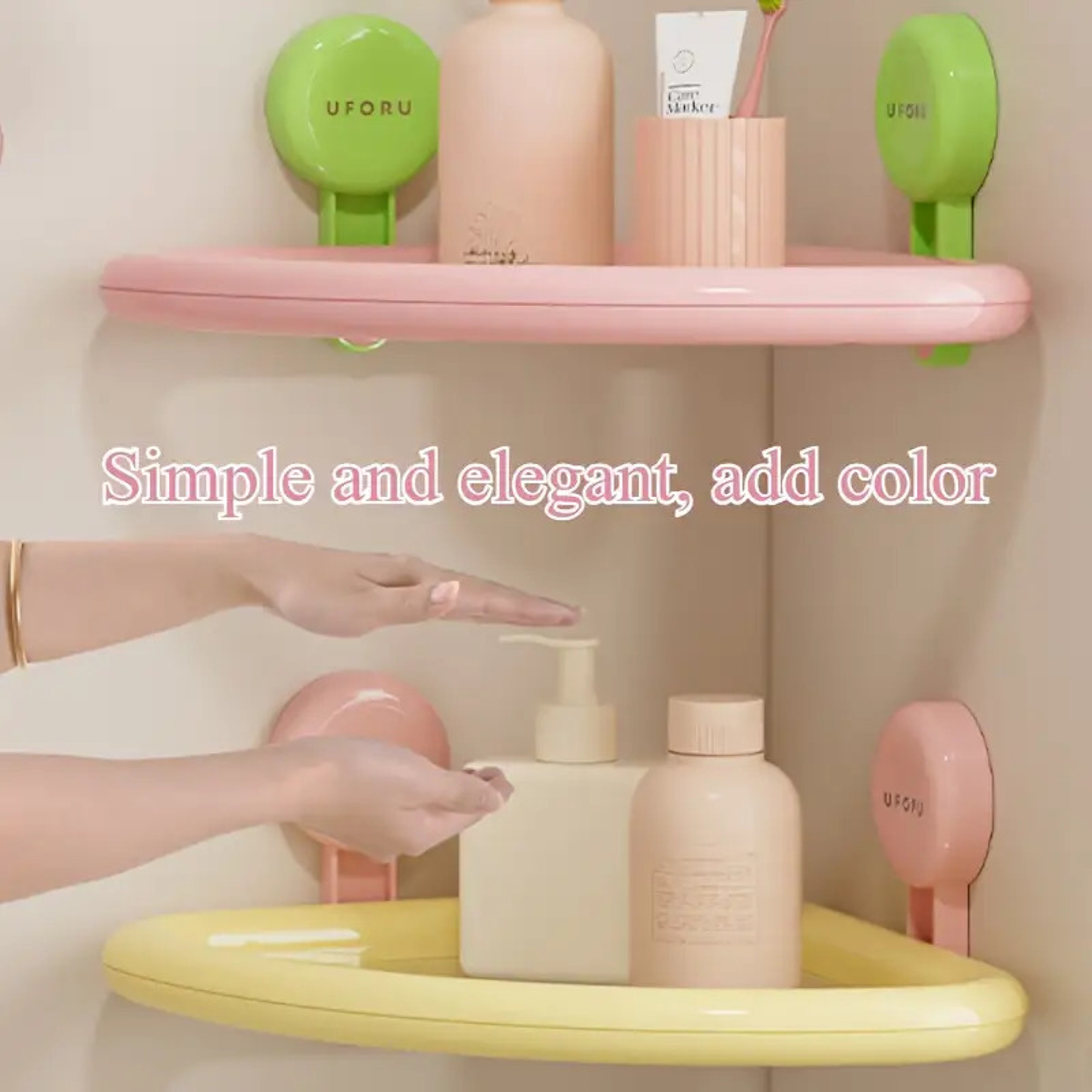 Premium Bathroom Storage Rack Drill Free Suction Cup Shower Rack Corner Shelf Organizer 2