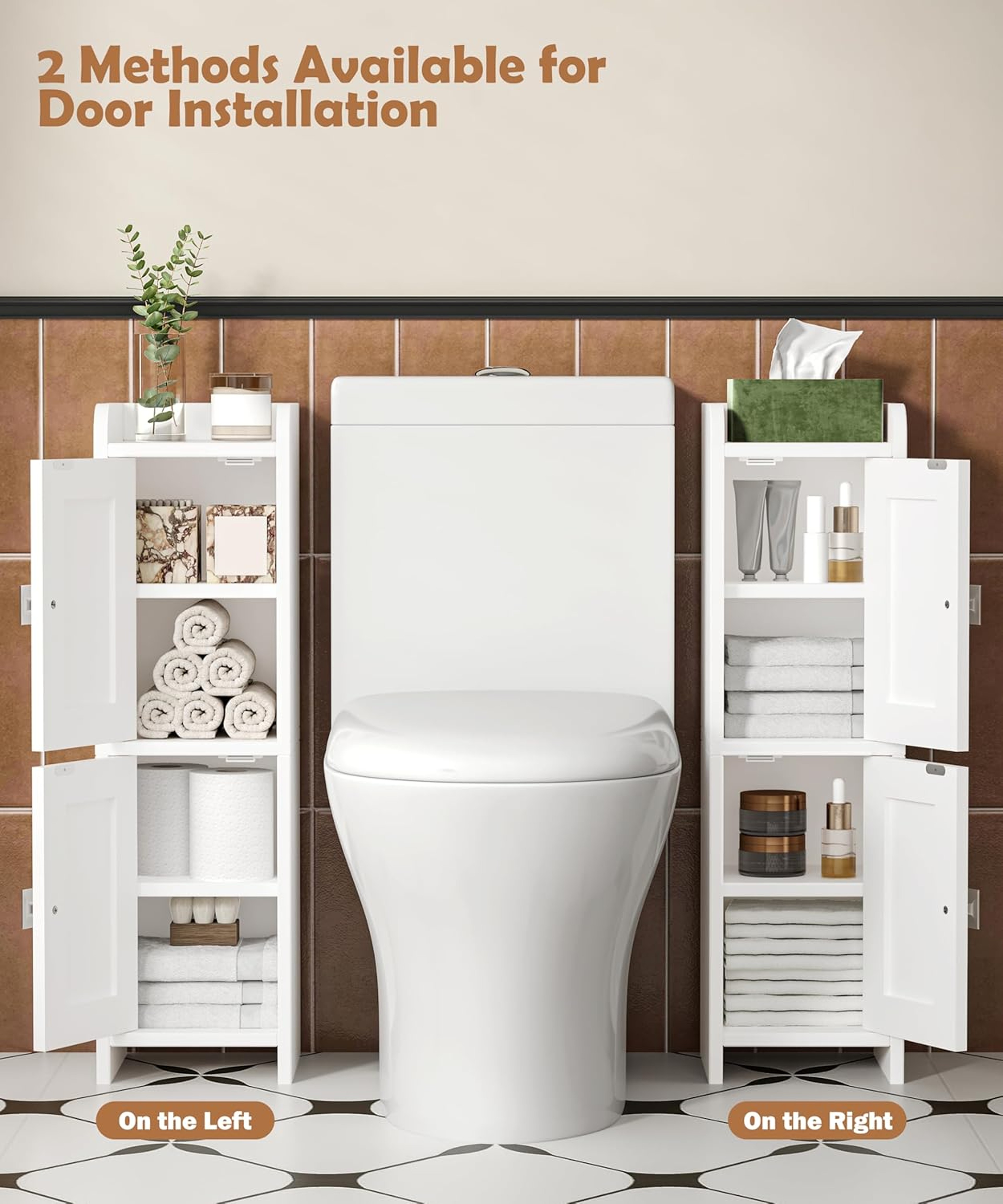 SlimSpace Narrow Bathroom Cabinet With Adjustable Shelves  Dual Door Hidden Storage 2