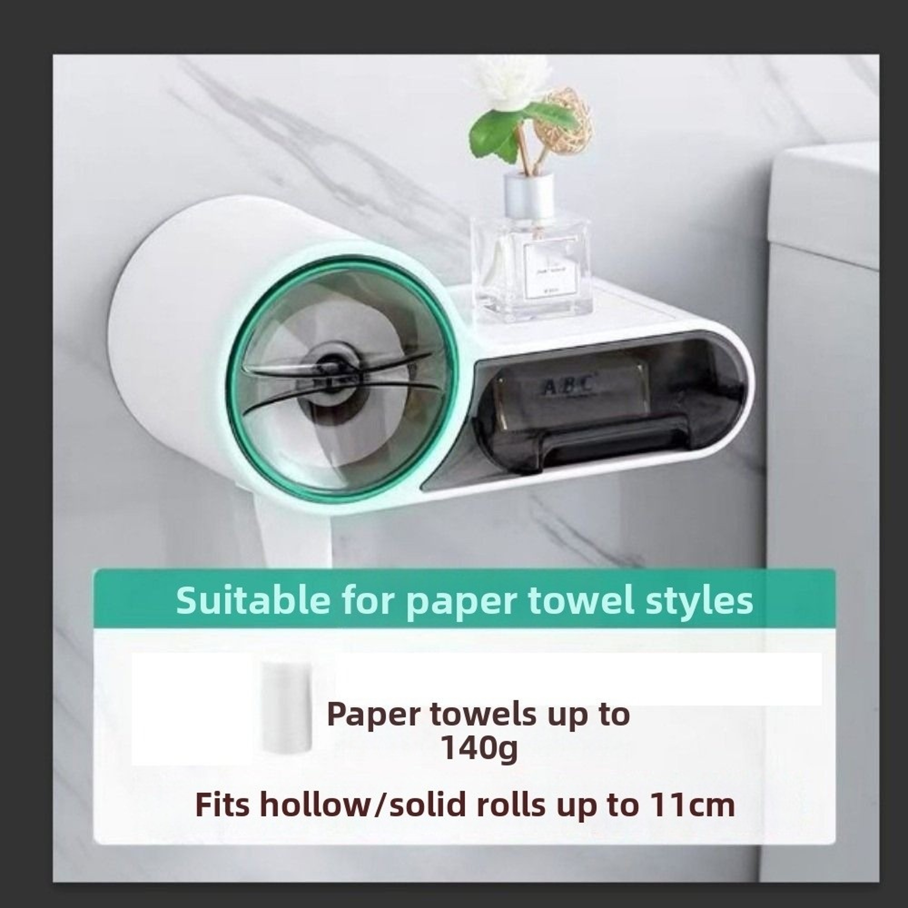 Waterproof Wall Mount Toilet Paper Holder With Storage Shelf  Phone Stand 2