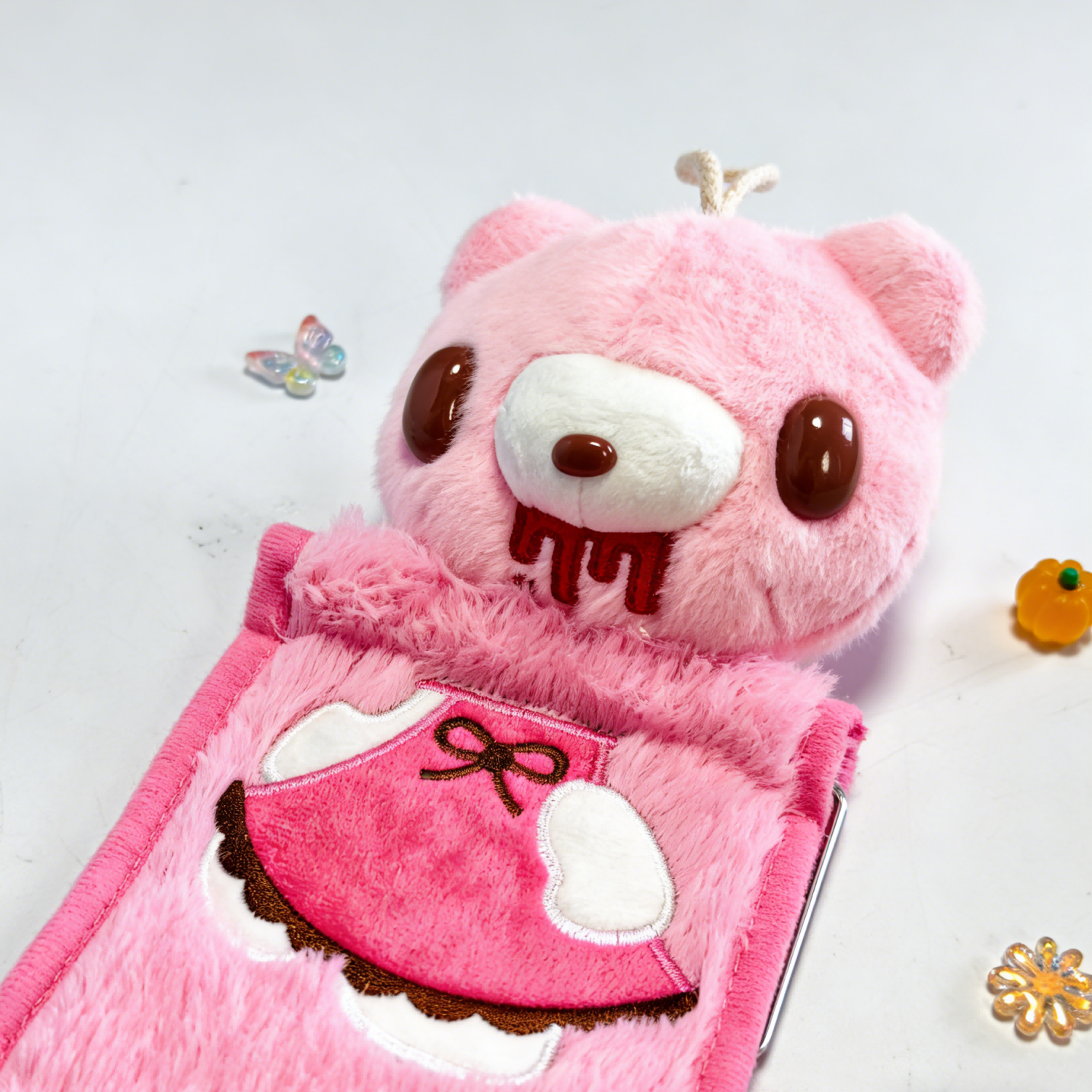 Pink Bear Plush Tissue Holder Cute Hanging Tissue Box Cover For Bathroom Decor 2