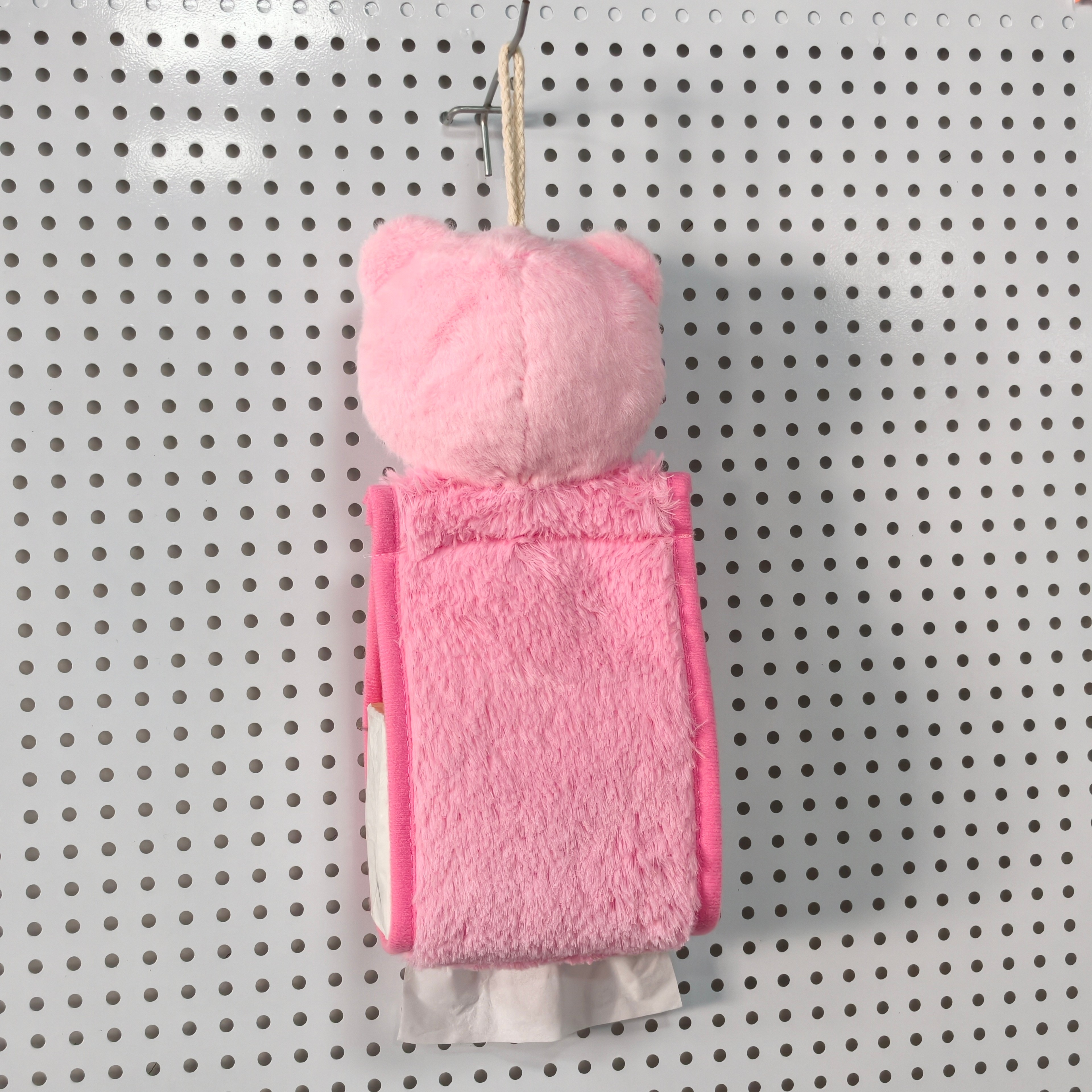 Pink Bear Plush Tissue Holder Cute Hanging Tissue Box Cover For Bathroom Decor 5
