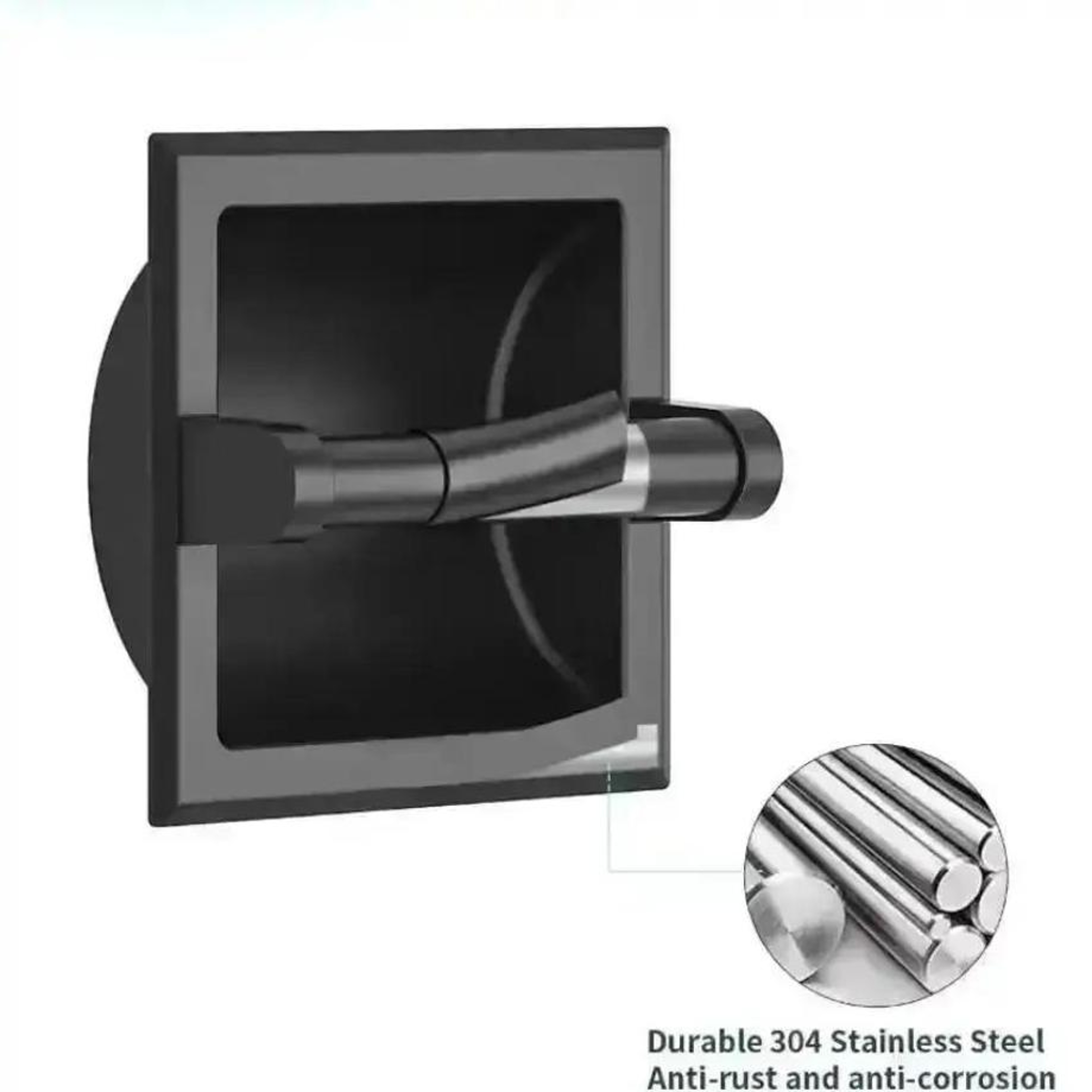 Matte Black Recessed Toilet Paper Holder with Mounting Bracket for Modern Bathrooms – view 5
