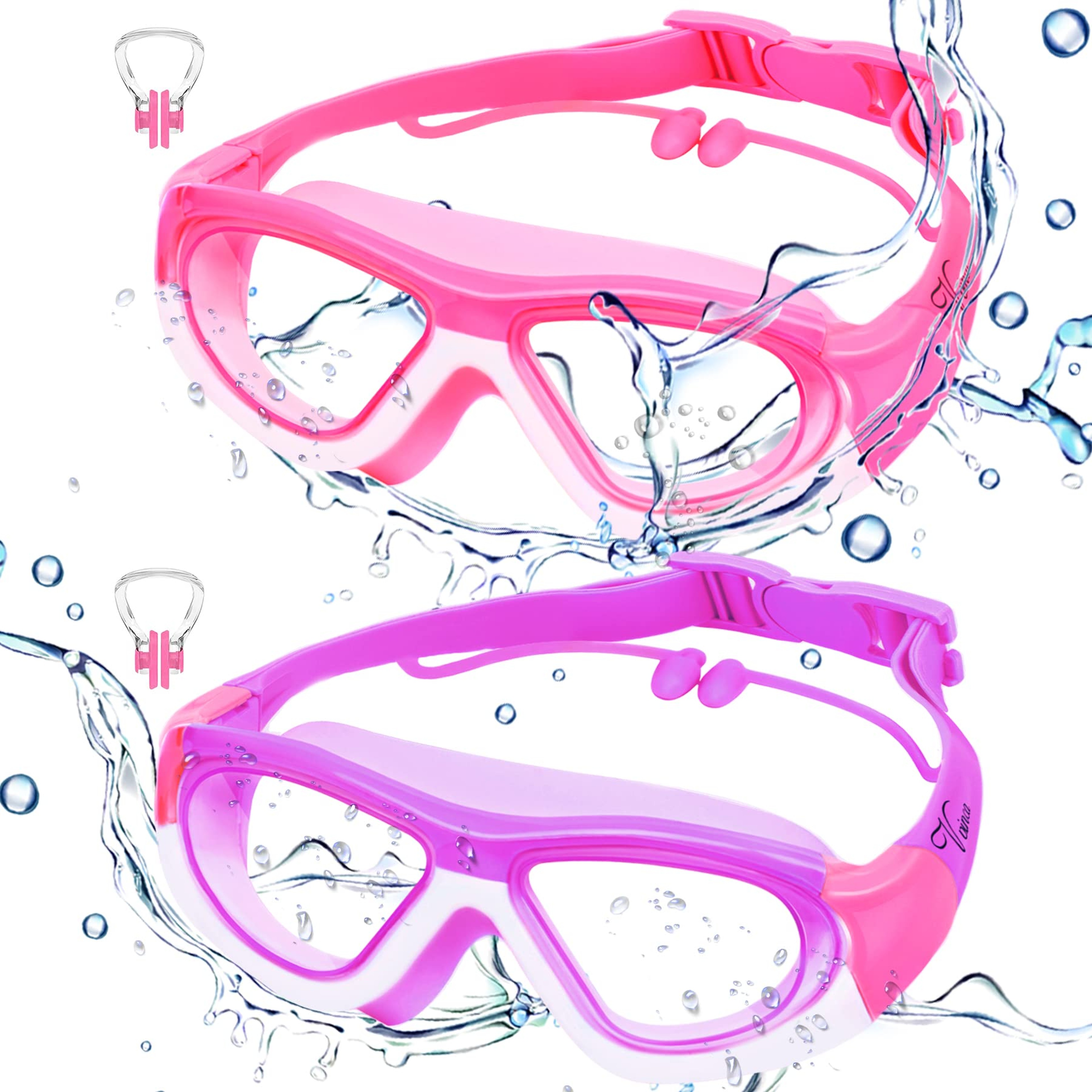 Kids Waterproof Anti Fog Swimming Goggles with Silicone Earplugs – view 3
