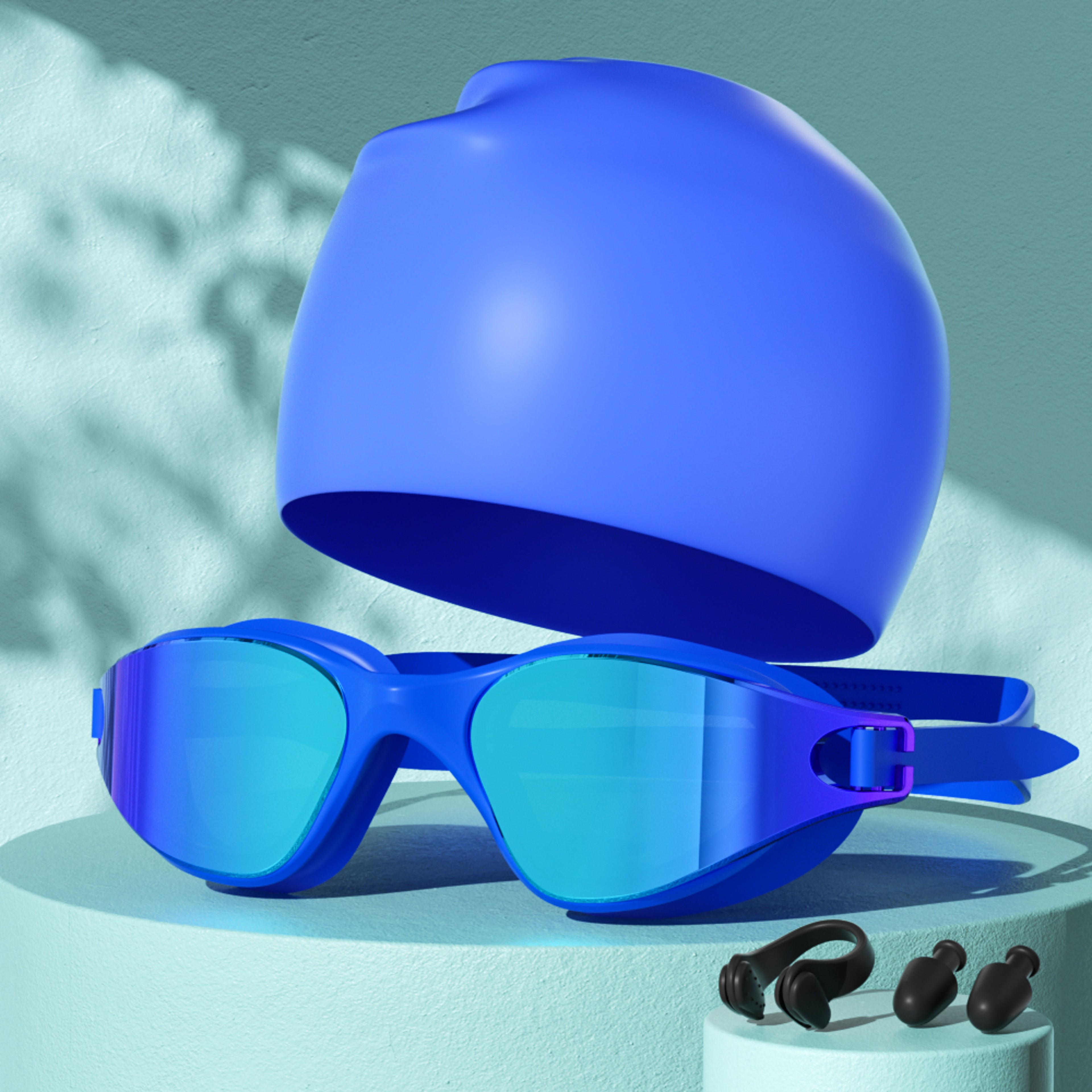 Anti Fog Swimming Goggles Set With Cap Nose Clip And Ear Plugs For Adults 10