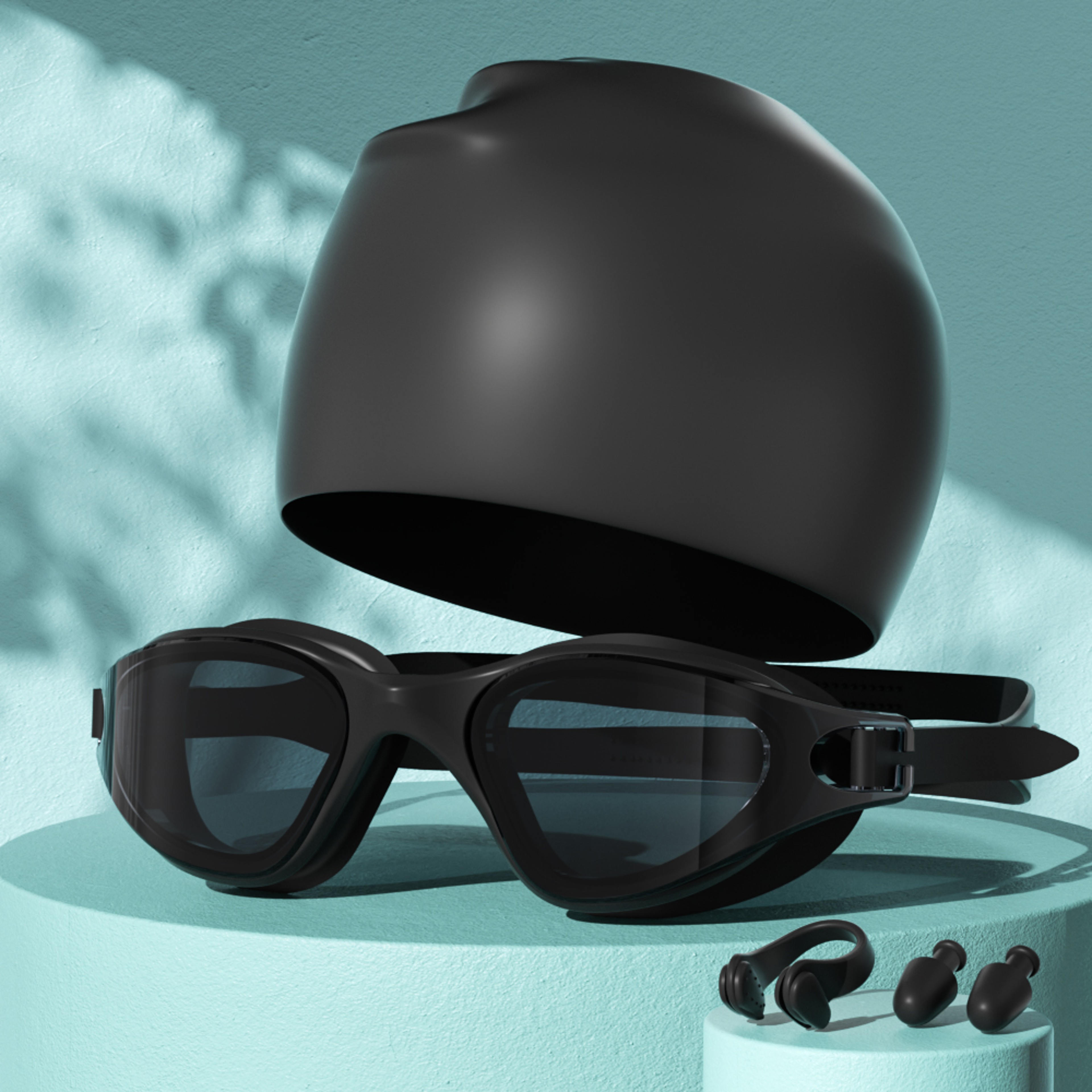 Anti Fog Swimming Goggles Set With Cap Nose Clip And Ear Plugs For Adults 12