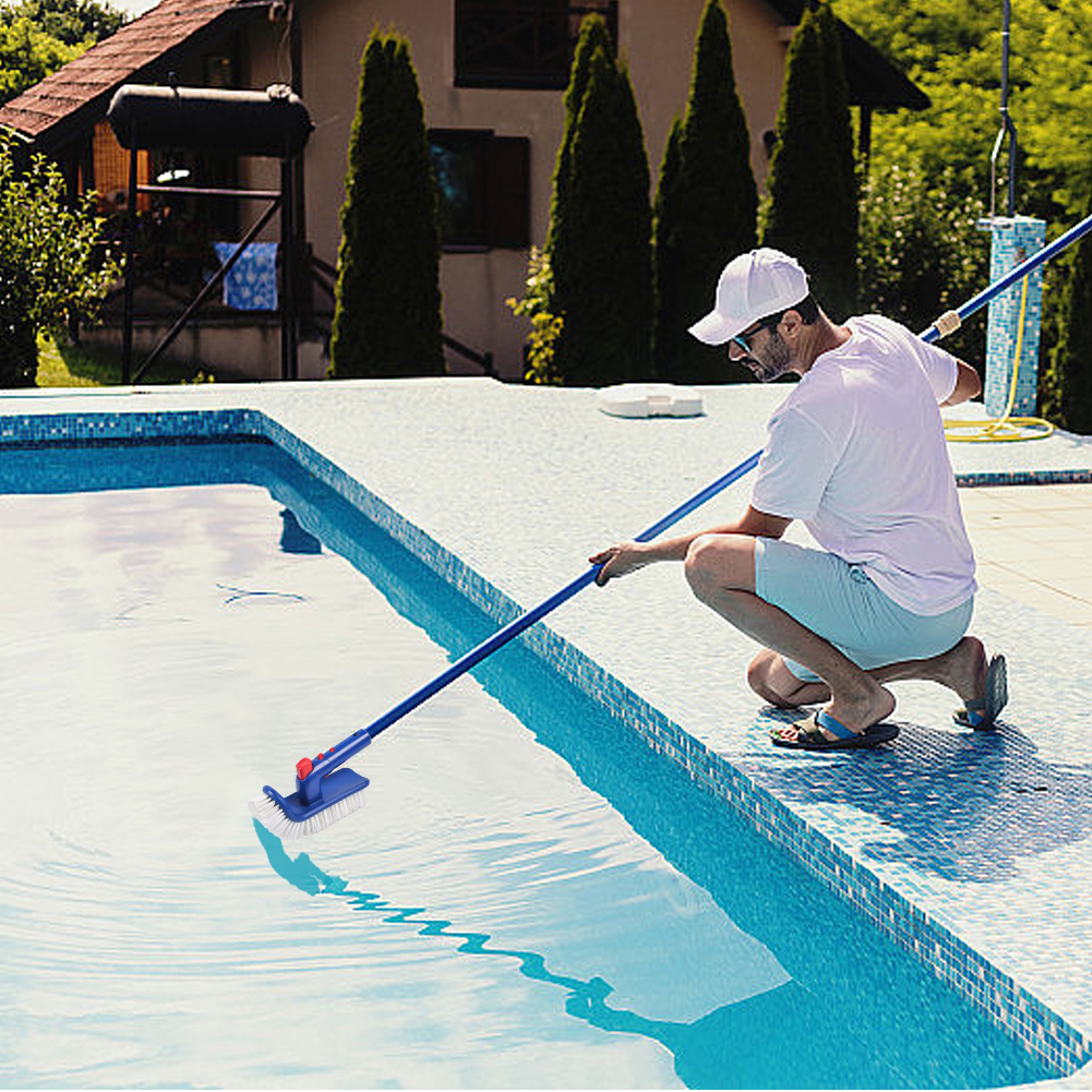 180 Degree Rotating Pool Cleaning Brush With Fine Bristles For Easy Pool Scrubbing 3