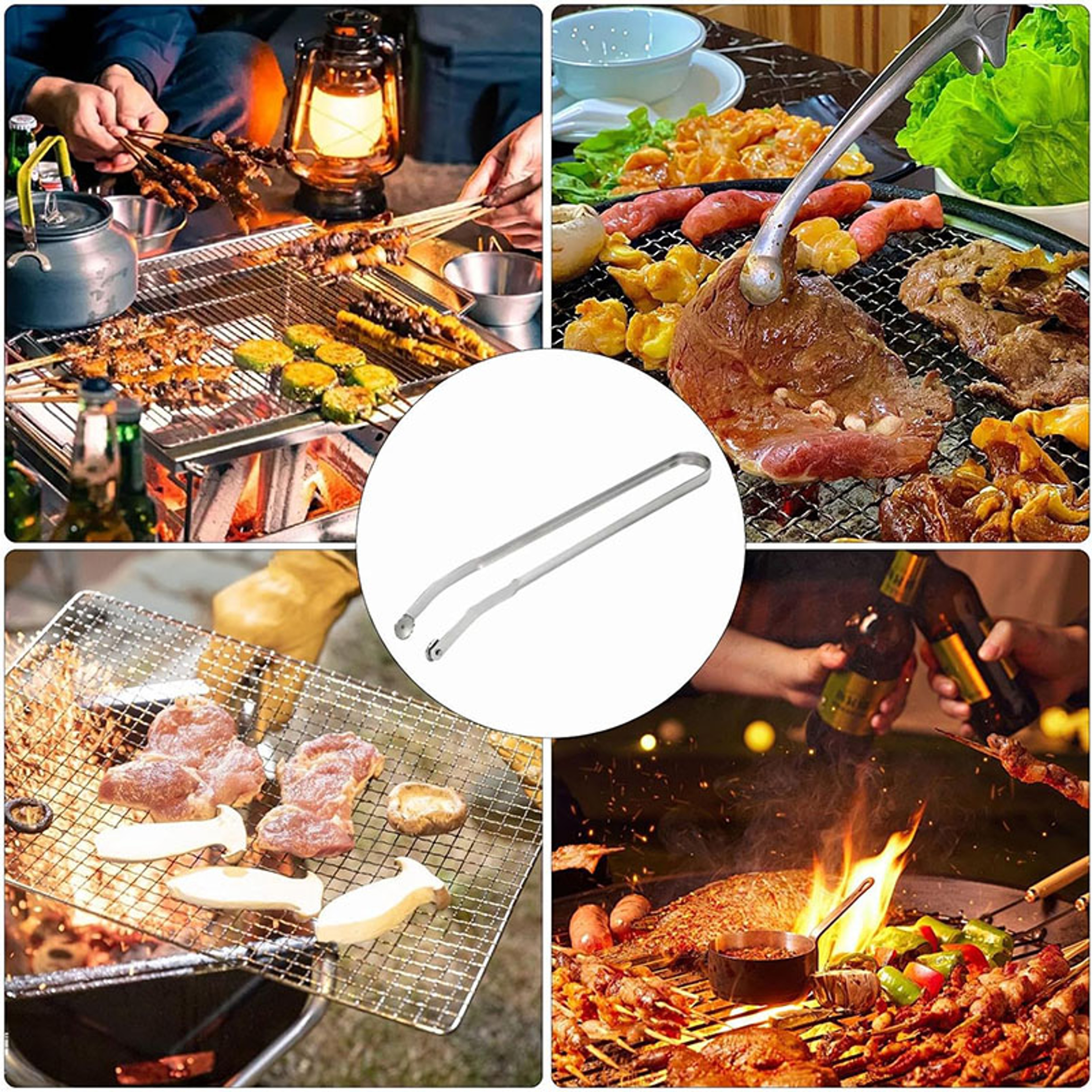 BBQ Sausage Tongs Stainless Steel Grill Tongs For Hot Dogs Sausages  Barbecue Cooking 5