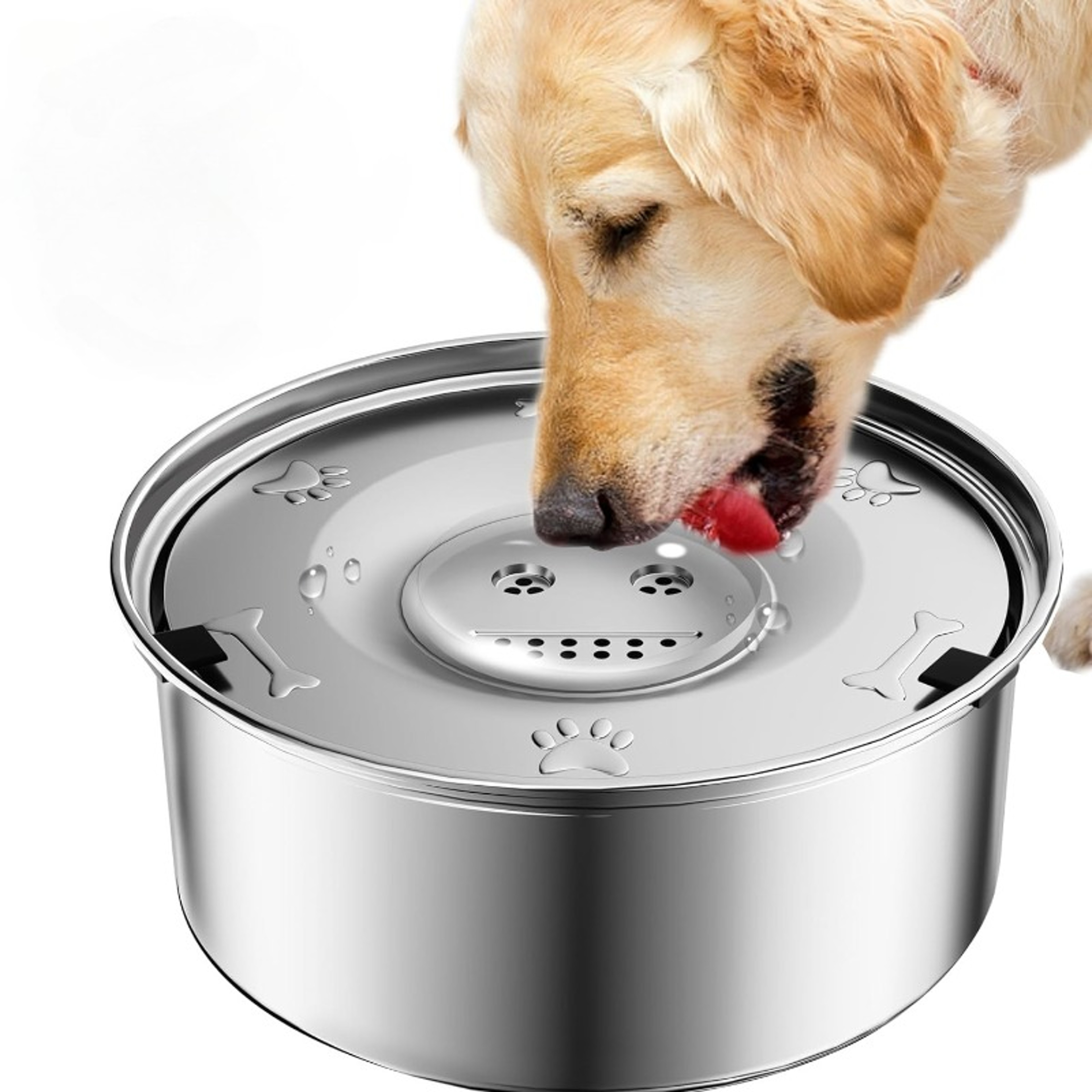 Stainless Steel No Spill Dog Water Bowl With Floating Disk Slow Drinking Pet Feeder 0