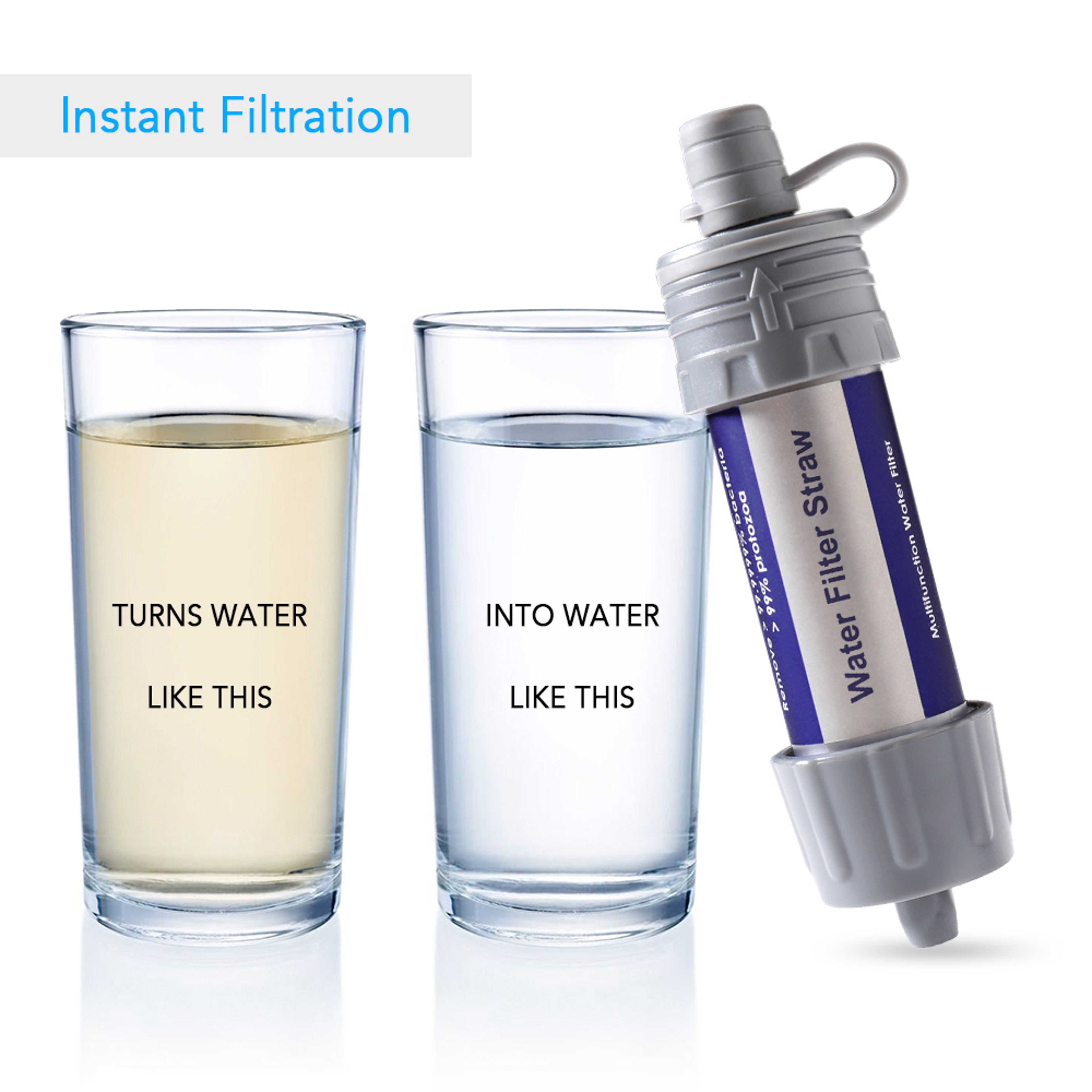 Portable Survival Water Filter Straw Emergency Water Purifier For Camping Hiking  Travel 3
