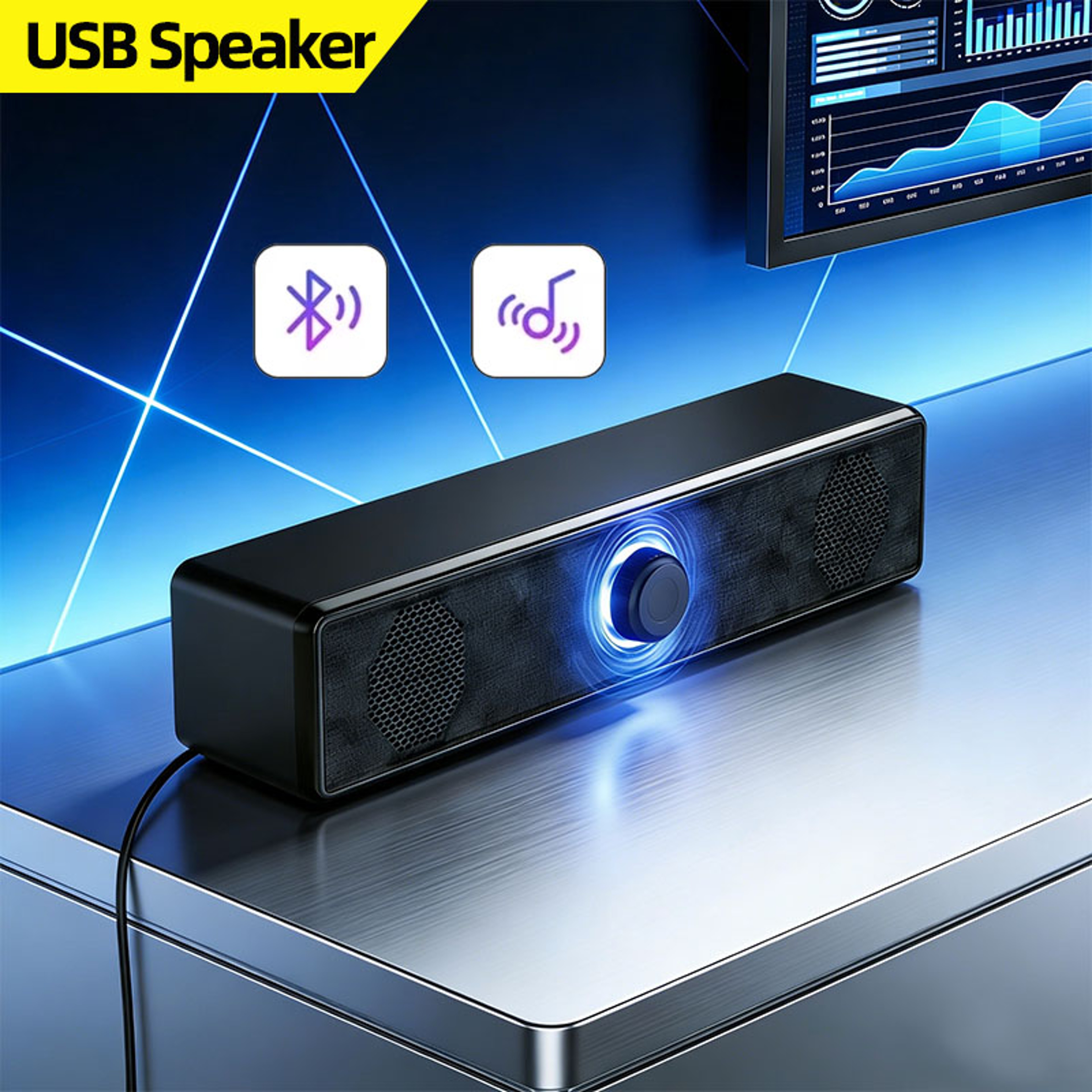 Wireless Bluetooth Soundbar USB Powered PC  TV Speaker For Gaming Laptop  Home Theater 1