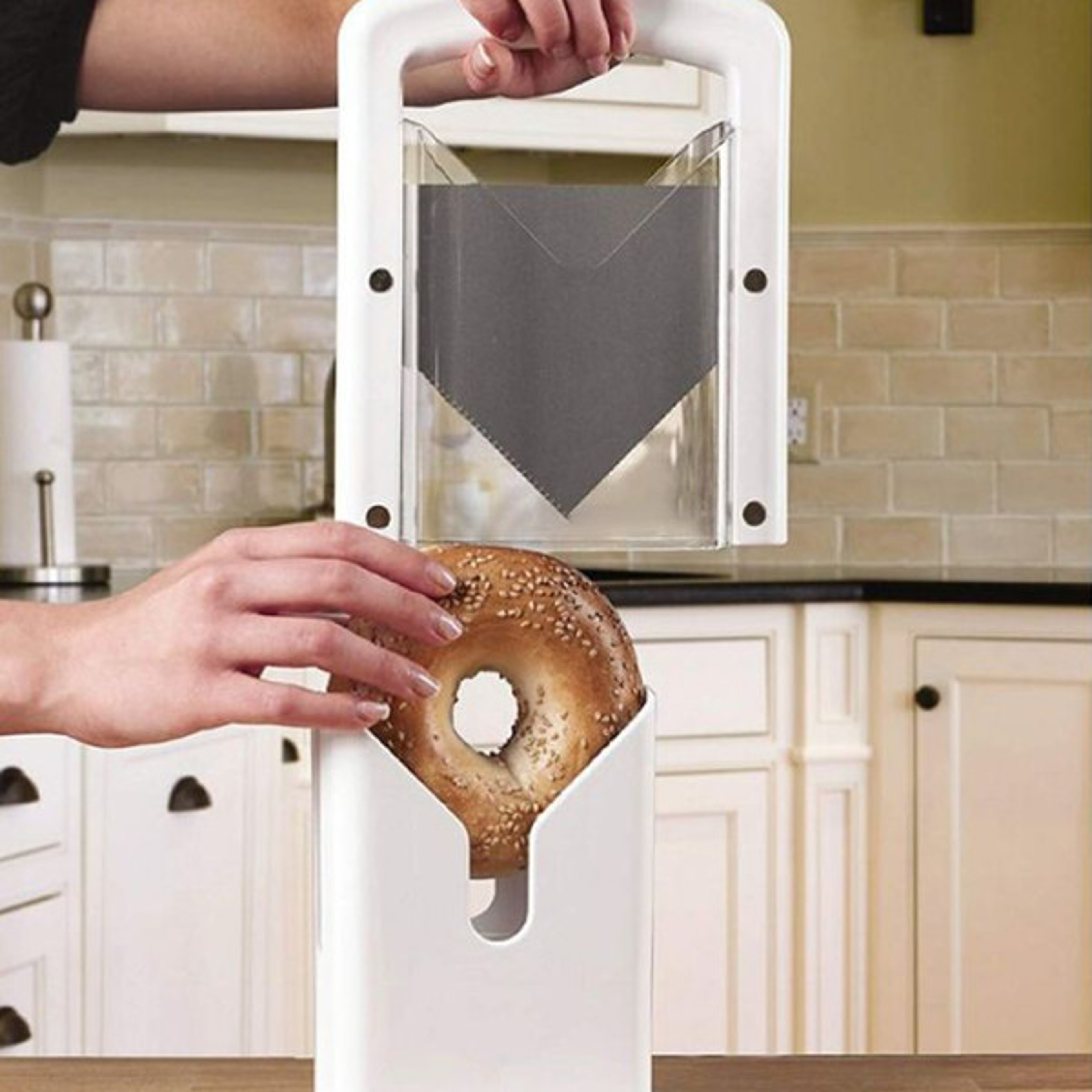 Stainless Steel Bagel Slicer For Small & Large Bagels – view 3