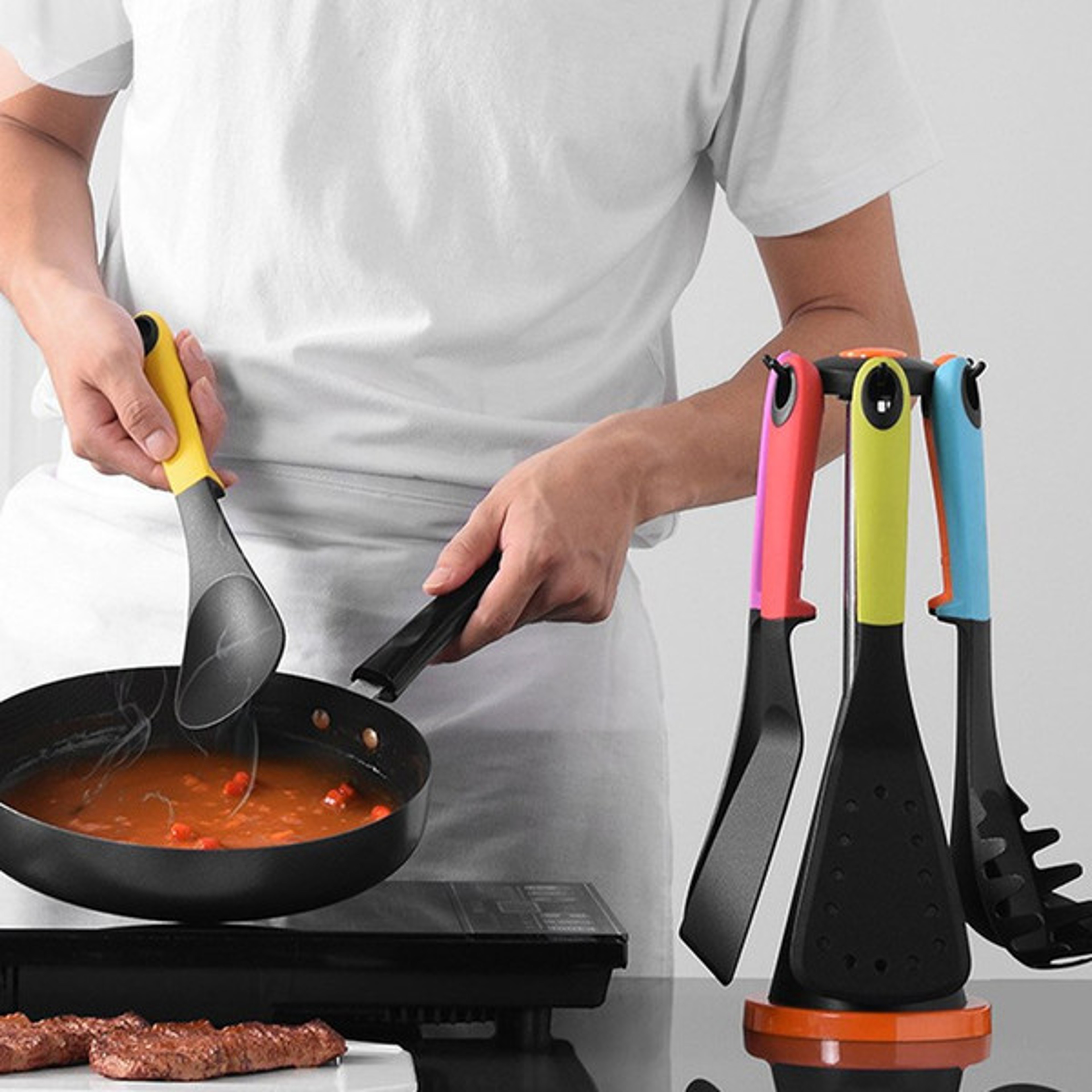 7 Piece Carousel Kitchen Utensil Tool Set With Rotating Storagejpg