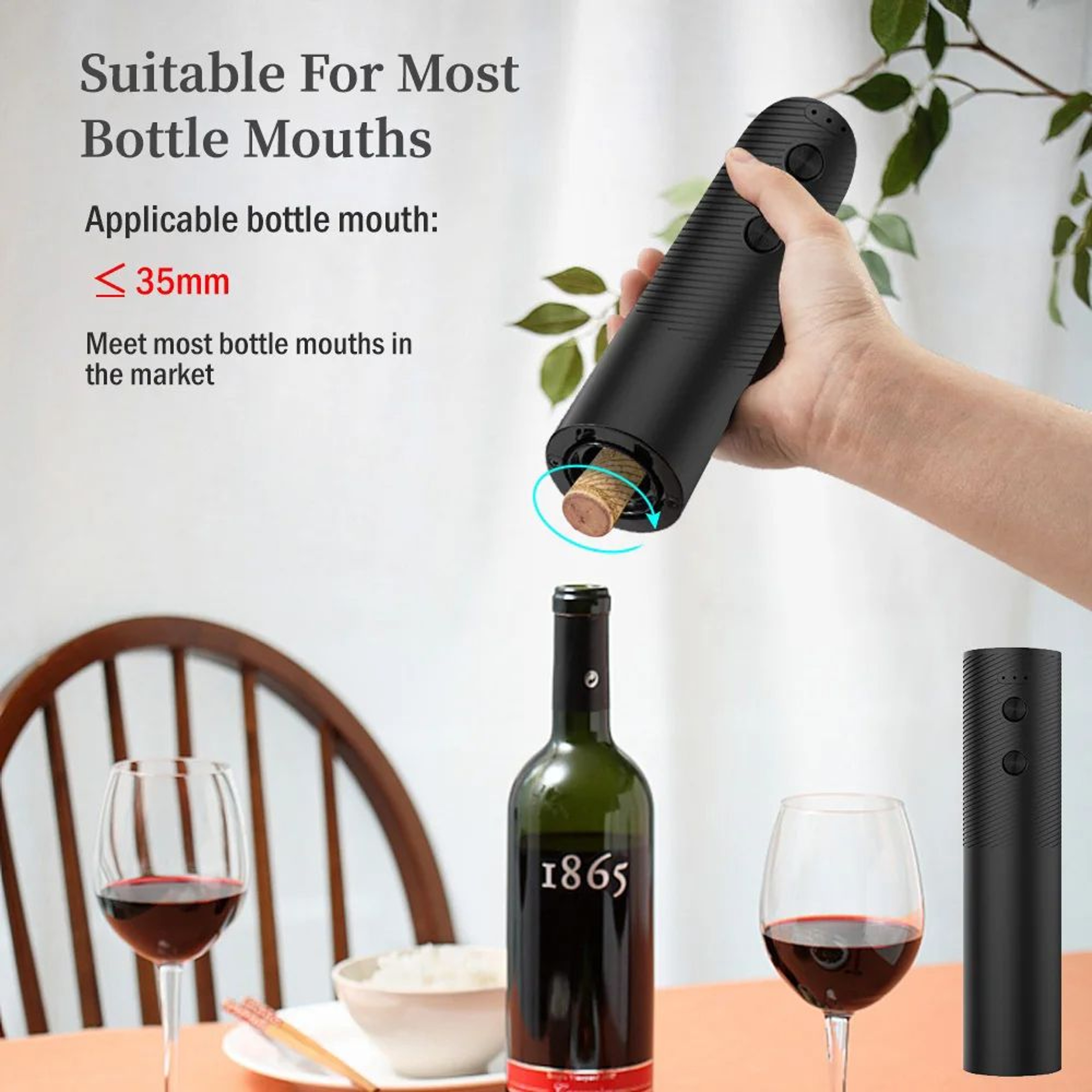 Electric Wine Bottle Opener Rechargeable Automatic Corkscrew With OneClick Button Portable And Cord 3