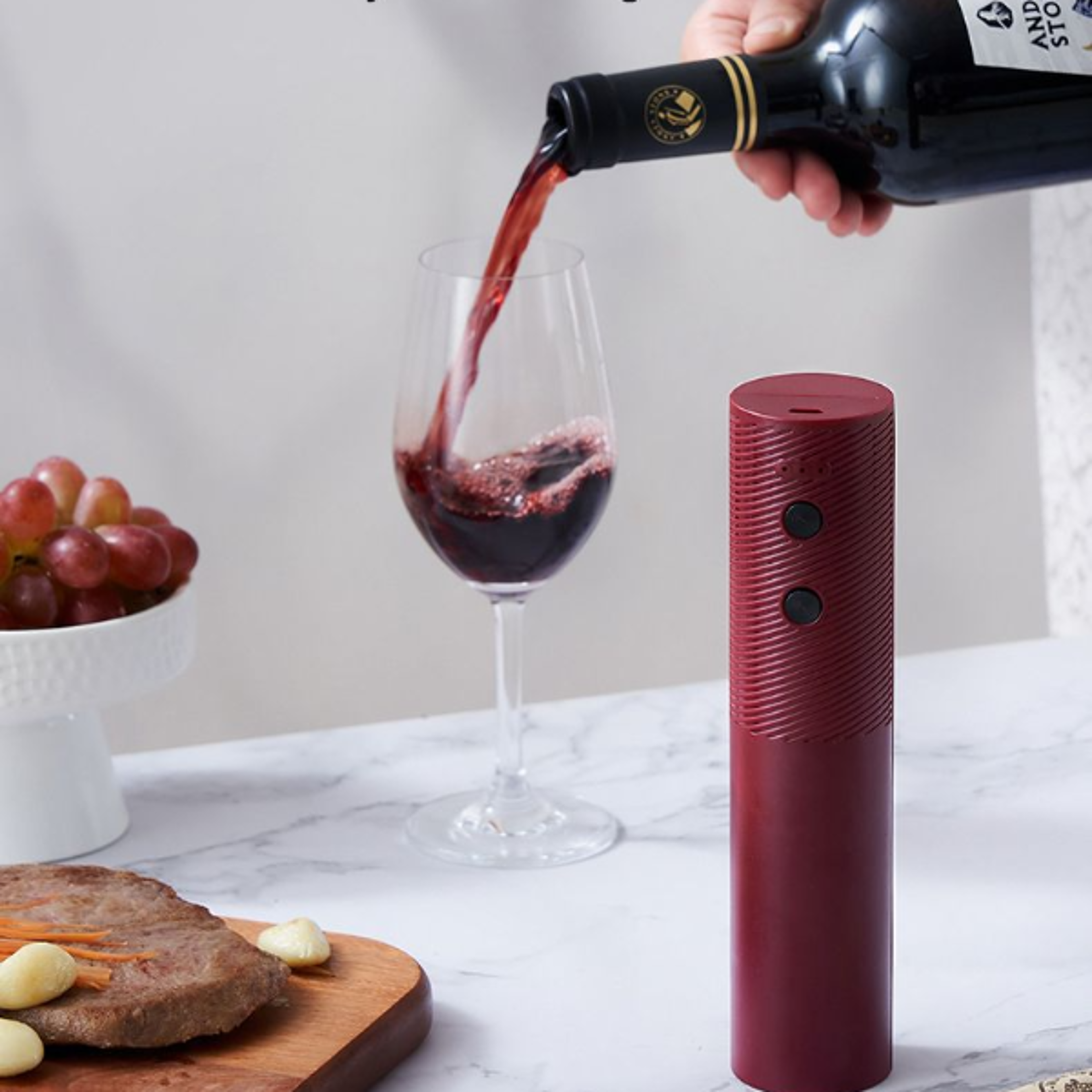 Electric Wine Bottle Opener Rechargeable Automatic Corkscrew with OneClick Button Portable and Co
