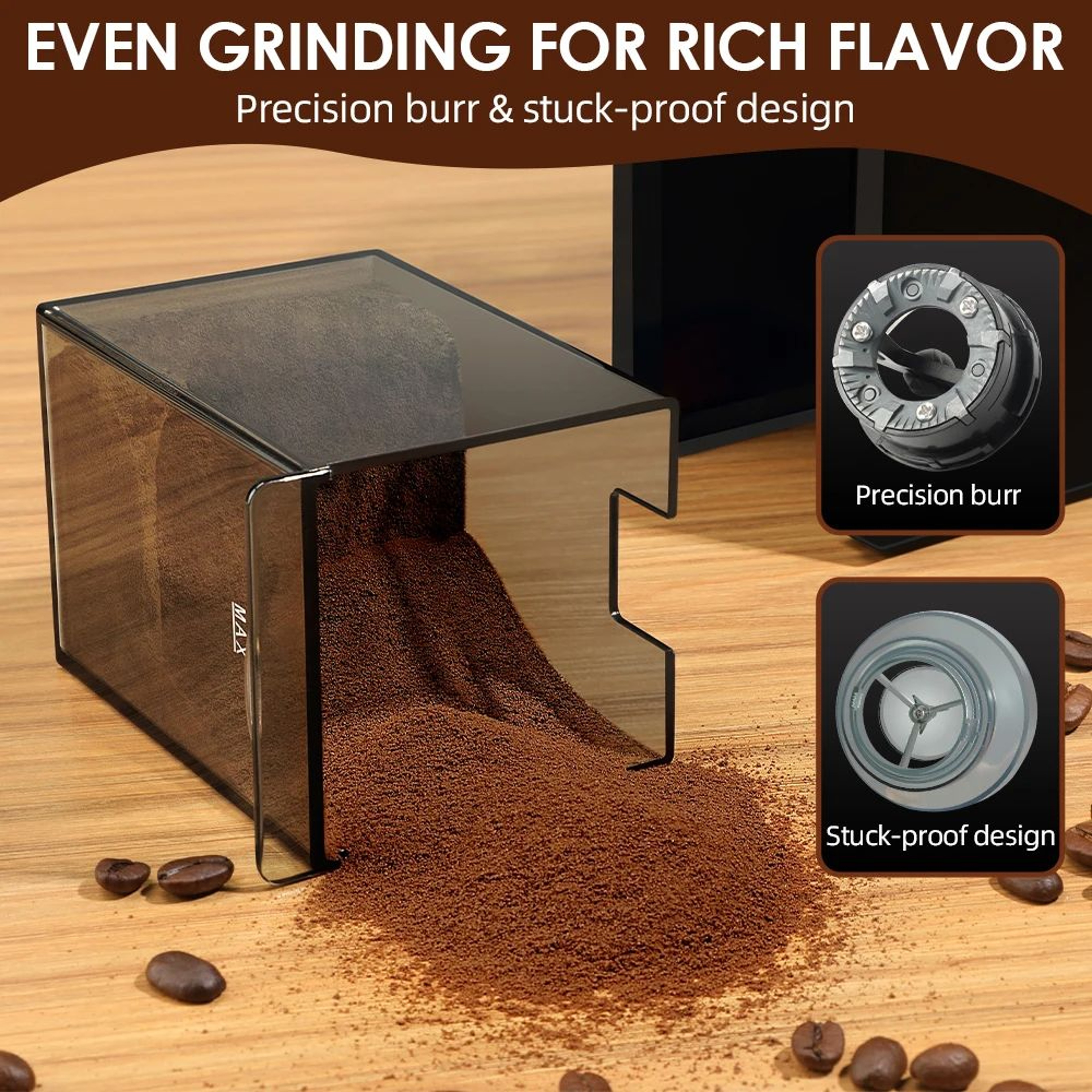 Automatic Burr Mill Coffee Grinder Electric Coffee Bean Grinding With Adjustable Gears 3