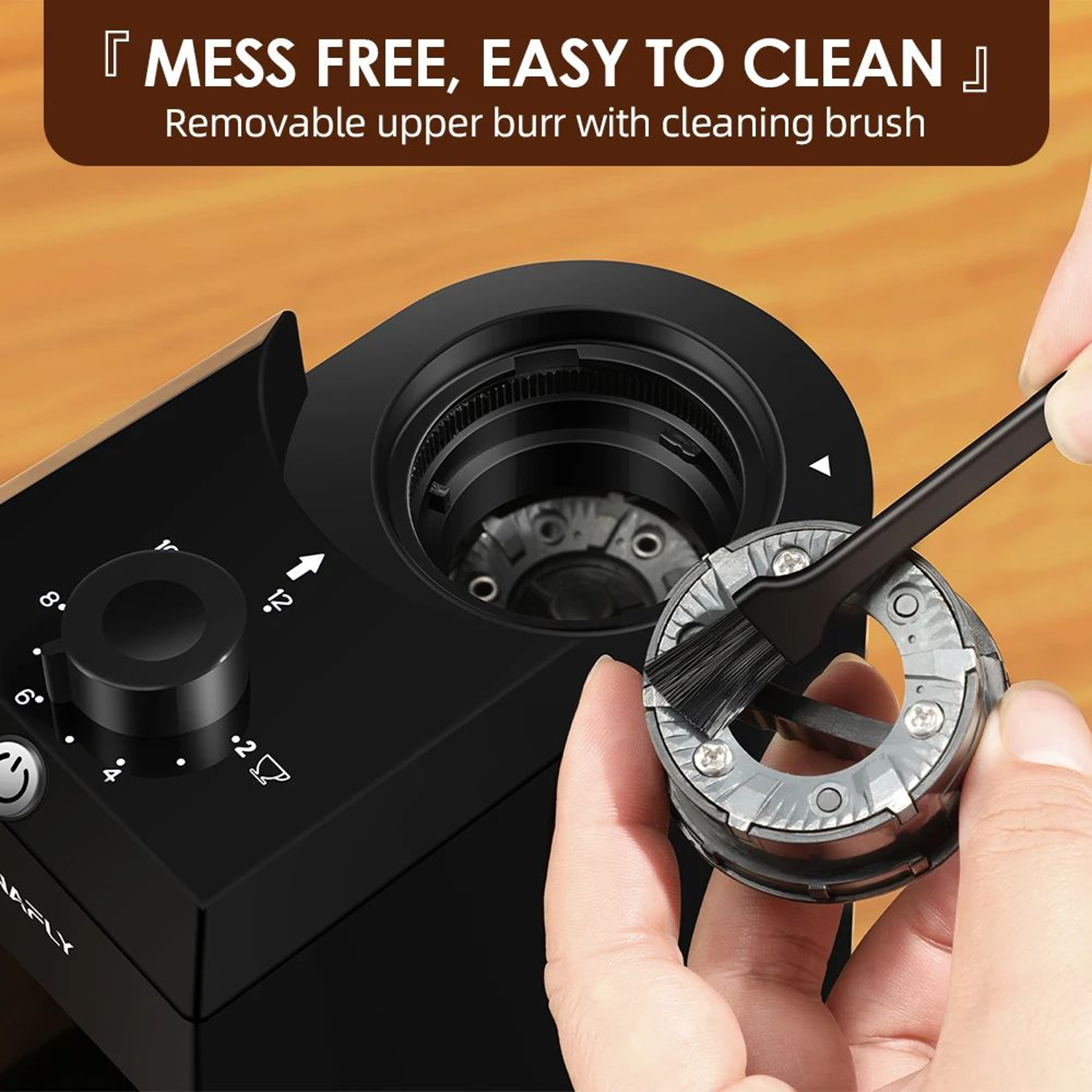 Automatic Burr Mill Coffee Grinder Electric Coffee Bean Grinding With Adjustable Gears 4