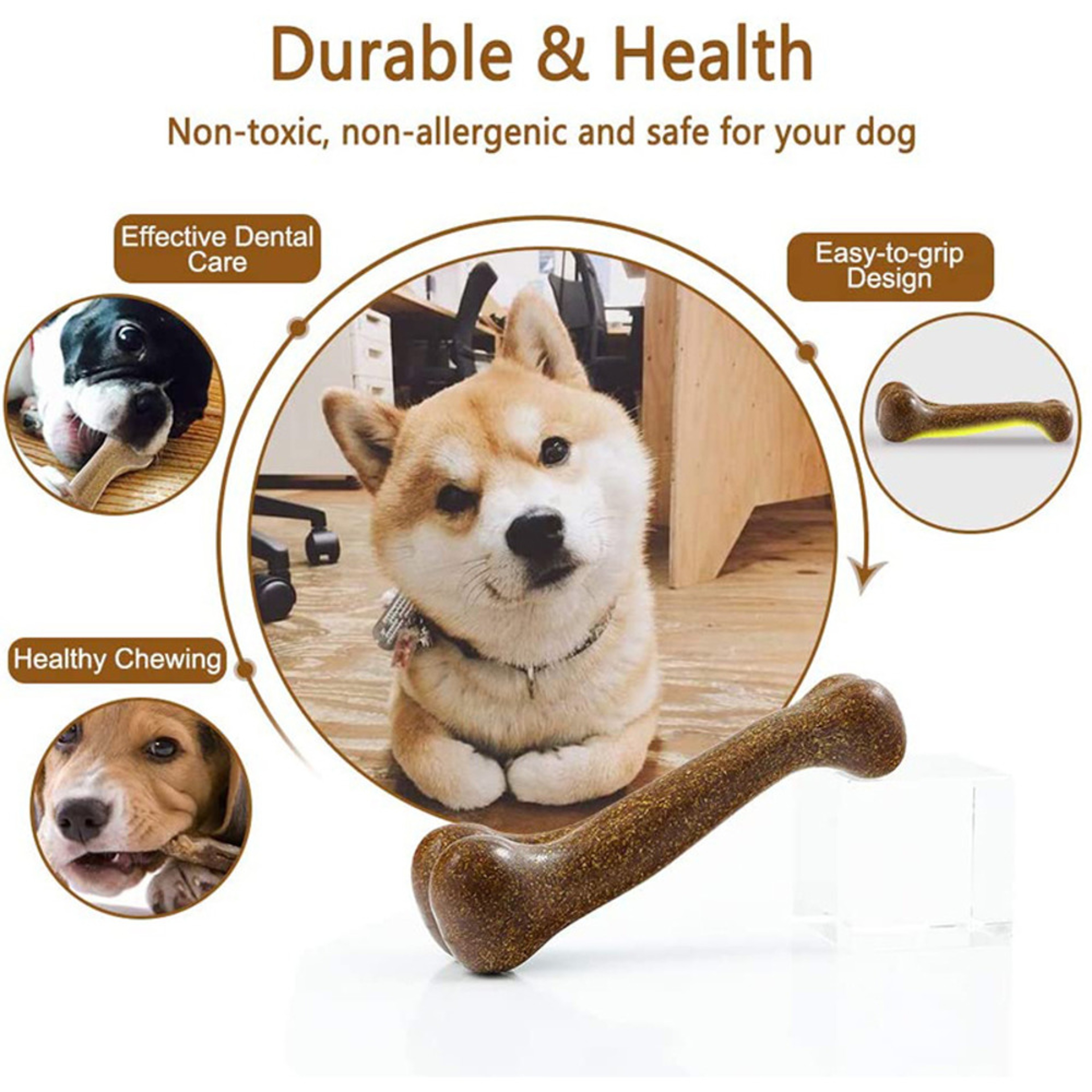 Nearly Indestructible Dog Bone Chew Toys: Natural, Non-Toxic, Anti-Bite for Small, Medium, and Large Dogs - Perfect for – view 2