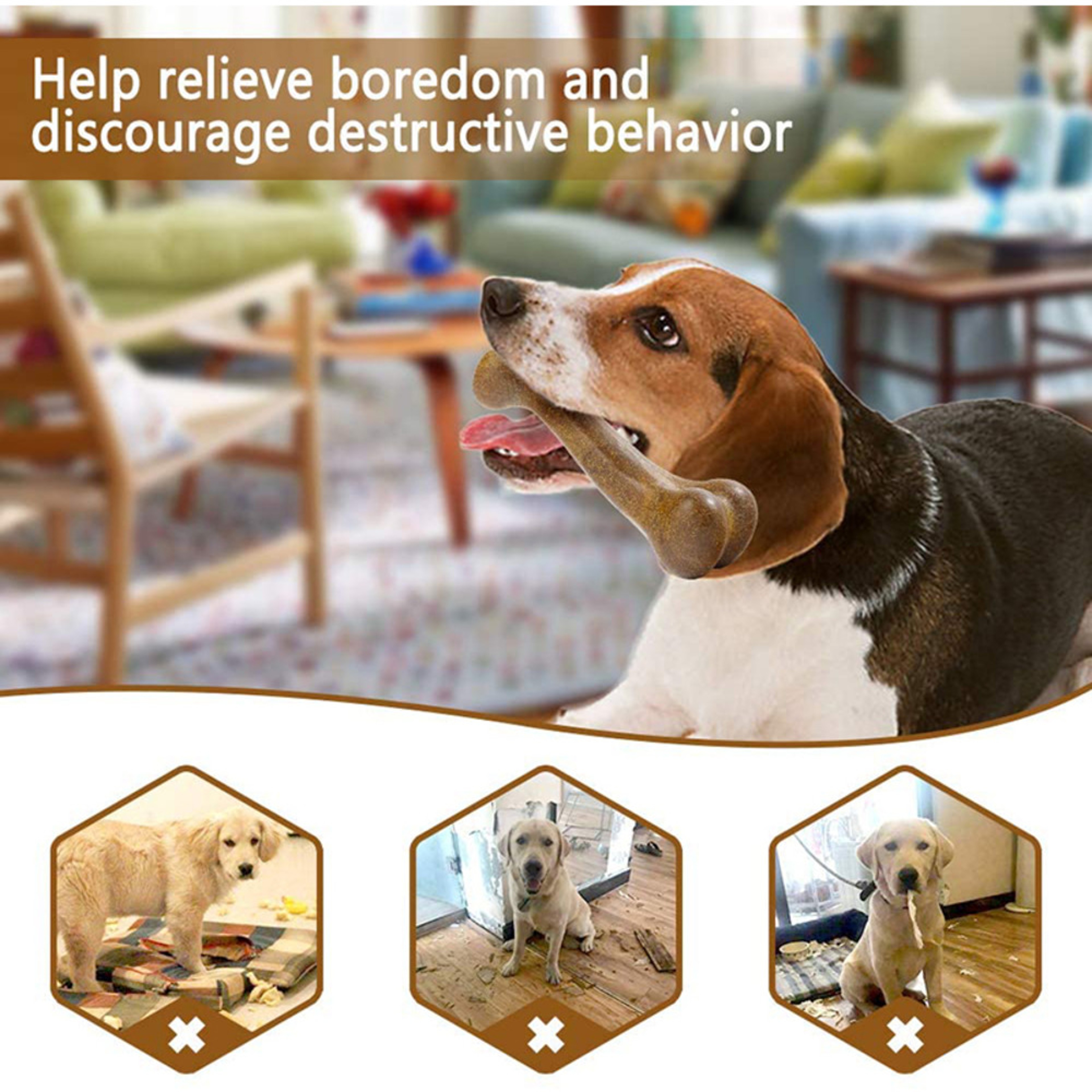 Nearly Indestructible Dog Bone Chew Toys: Natural, Non-Toxic, Anti-Bite for Small, Medium, and Large Dogs - Perfect for – view 3