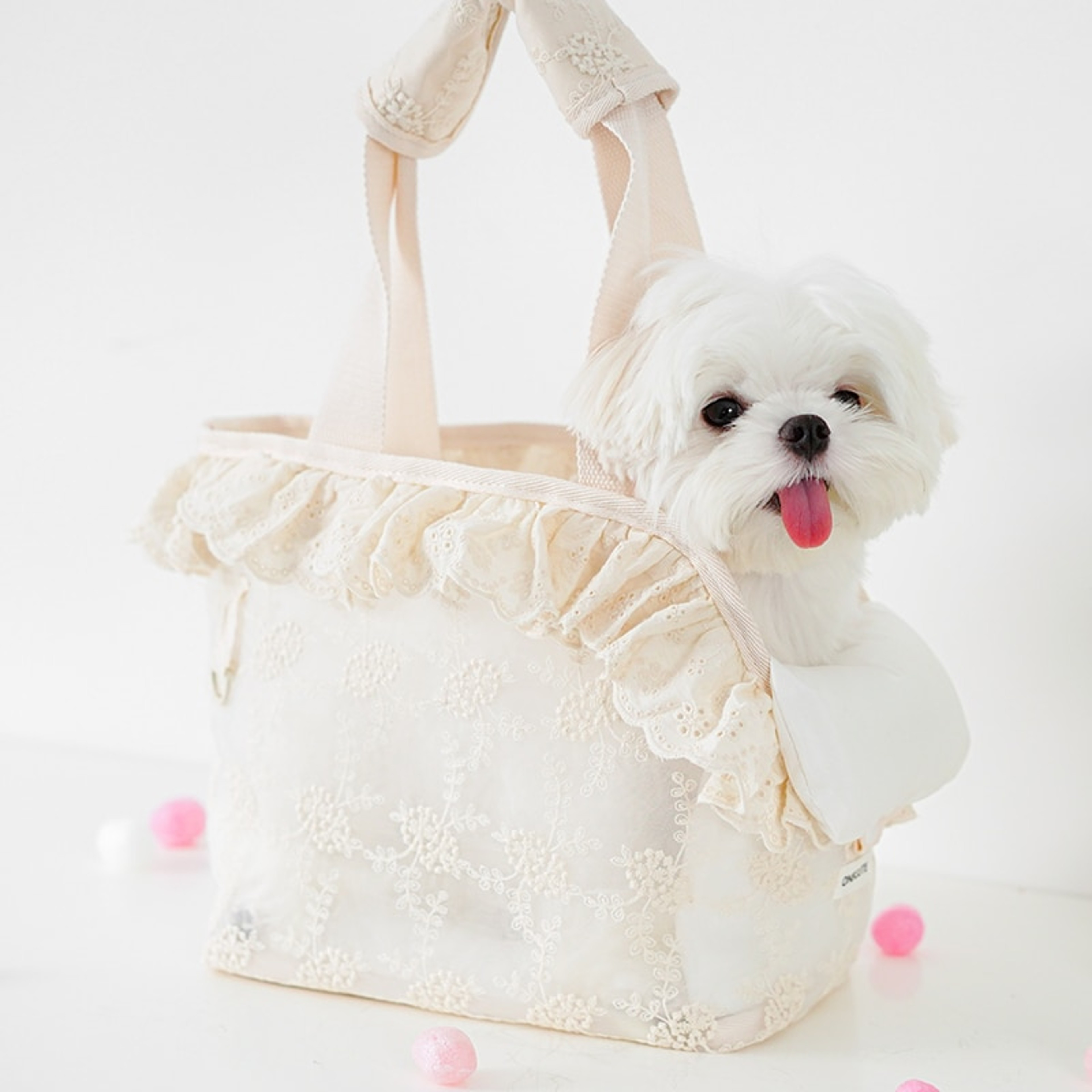 Cute Chihuahua Handheld Puppy Carrier Bag - Lace Shoulder Pet Accessory – view 1